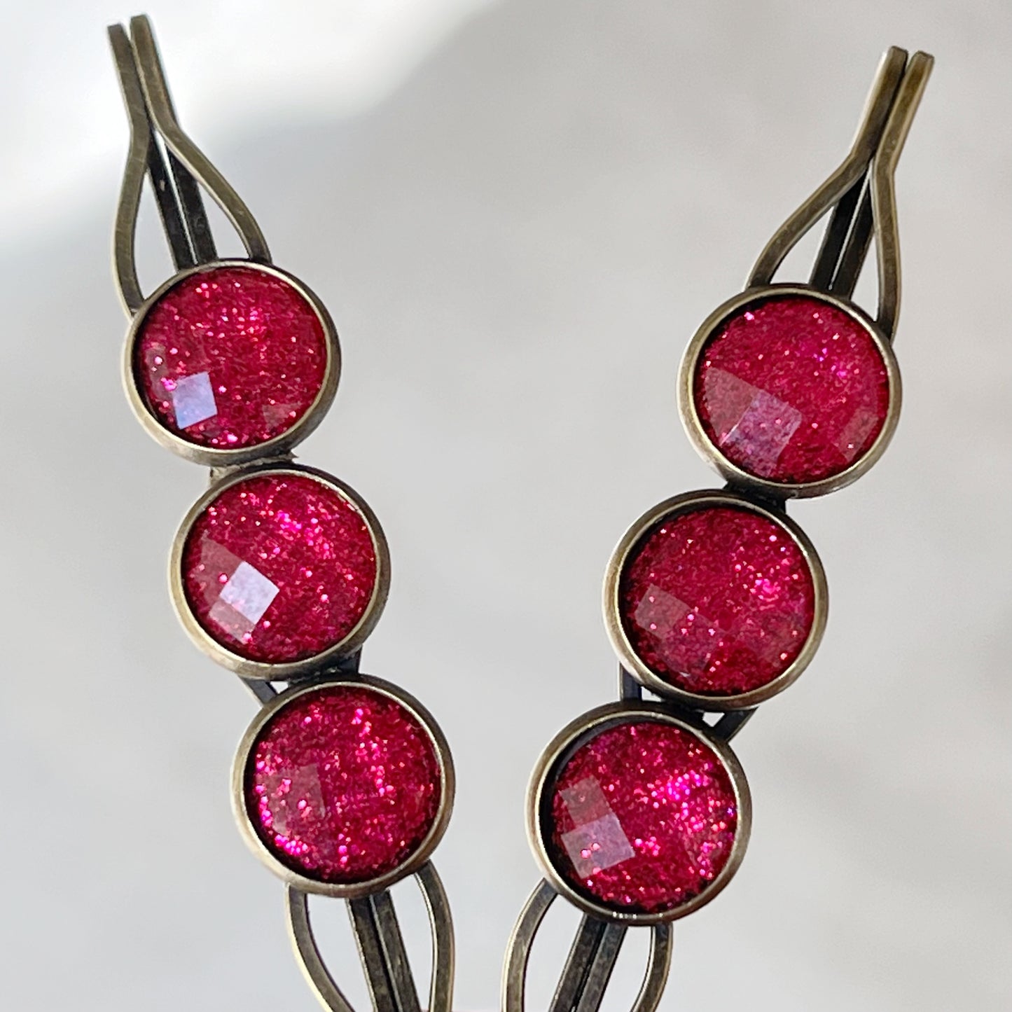 Hot Pink Rhinestone Hair Pins