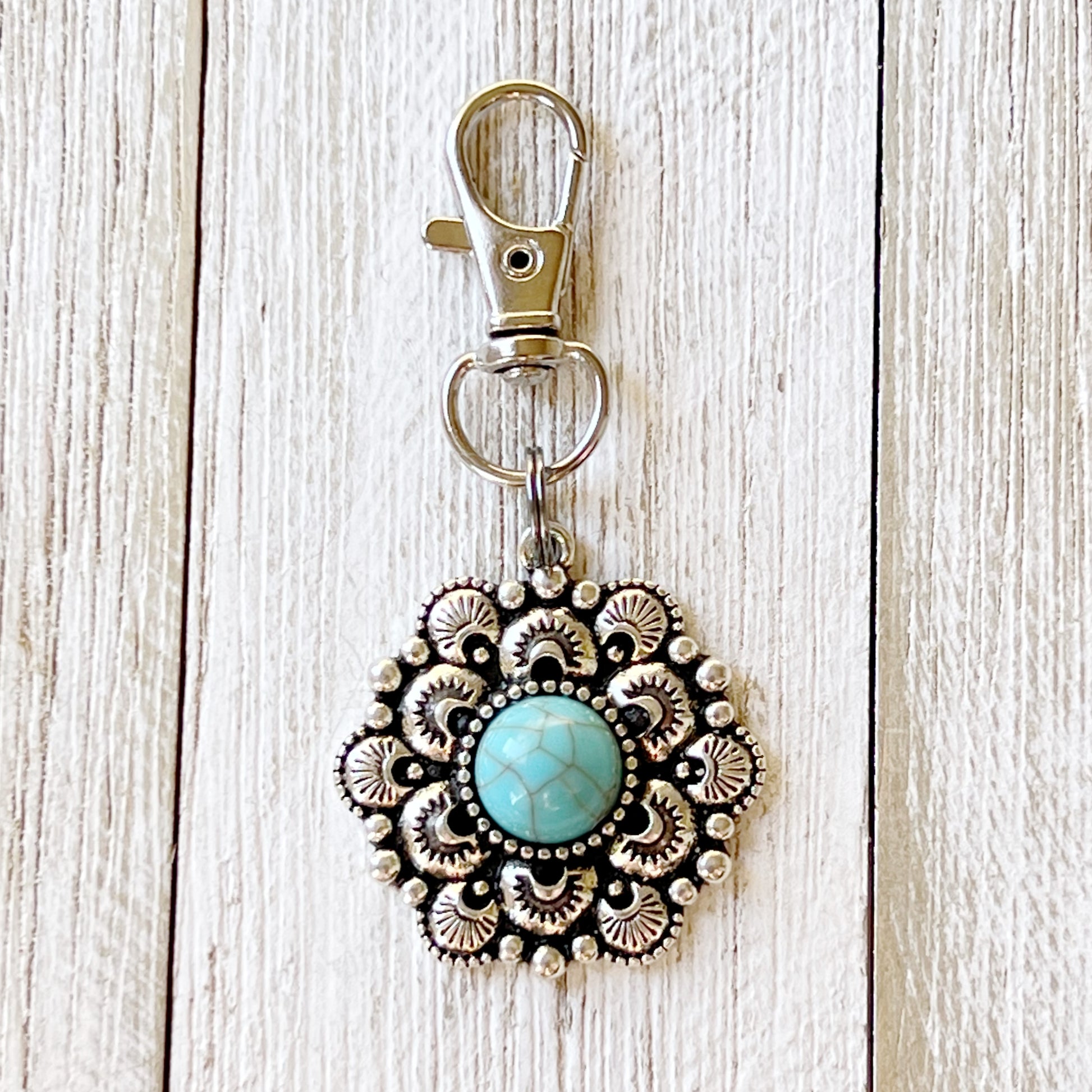 Western Turquoise Zipper Pull Handbag Charm