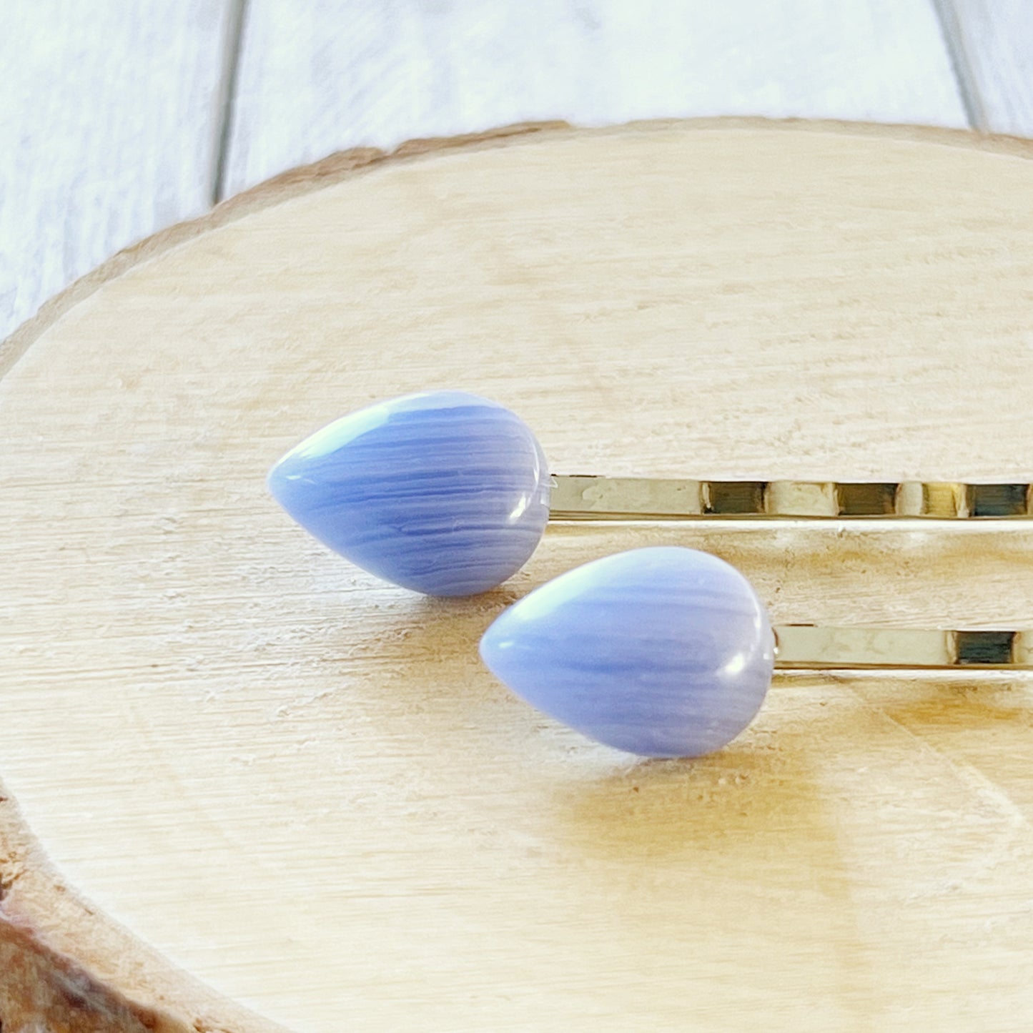 Blue Lace Agate Stone Hair Pins - Elegant and Natural Hair Accessories