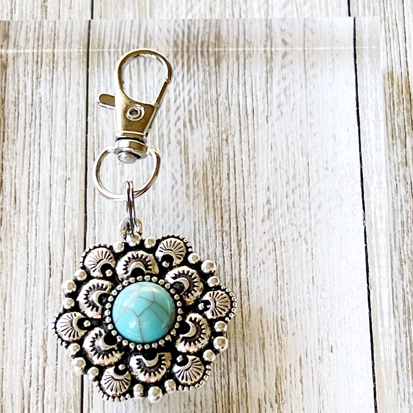 Western Turquoise Zipper Pull Handbag Charm