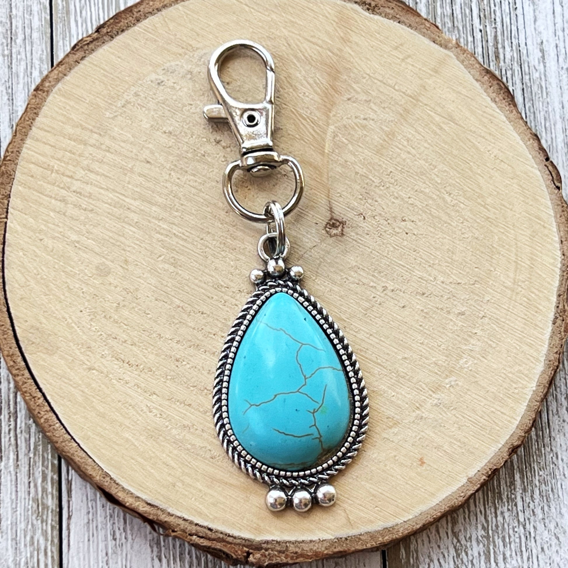 Turquoise Western Zipper Pull Handbag Charm