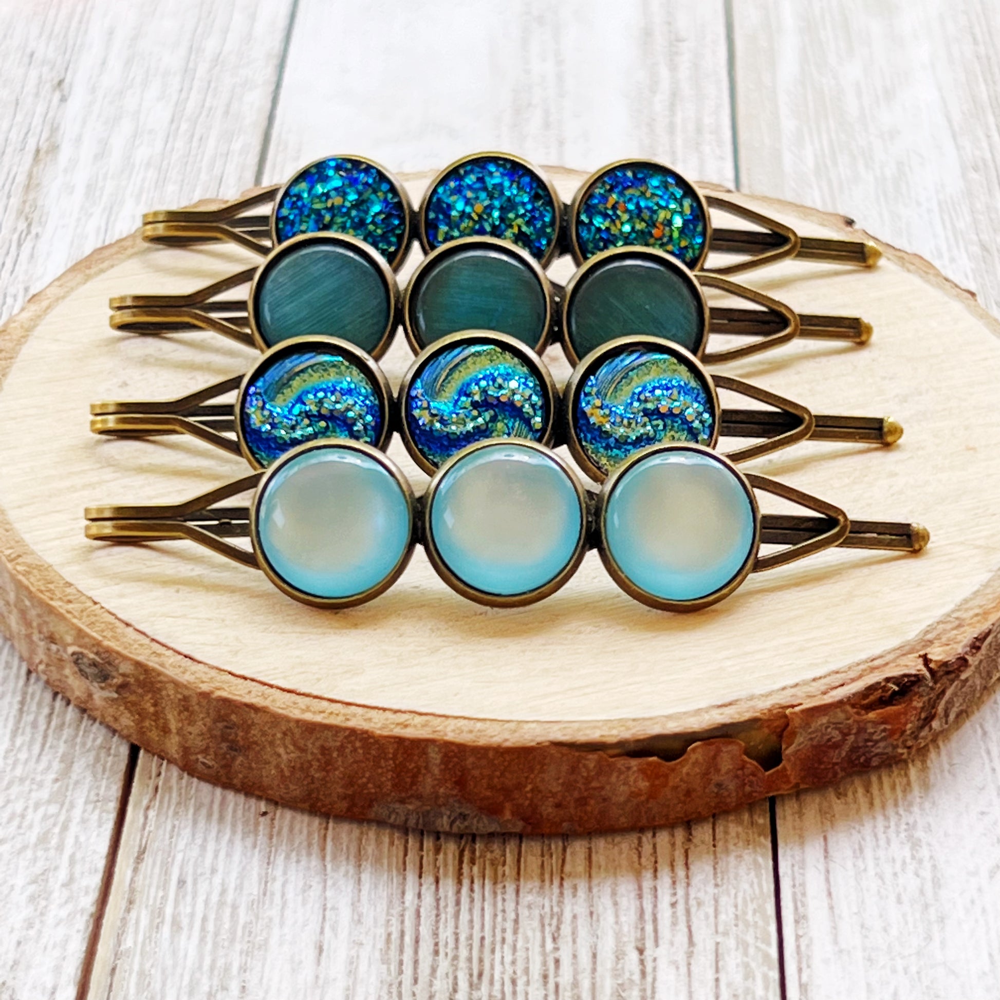 Blue Druzy Hair Pins Set of 4 - Chic Women's Hair Accessories | Hair Clips & Bobby Pins for Stylish Looks