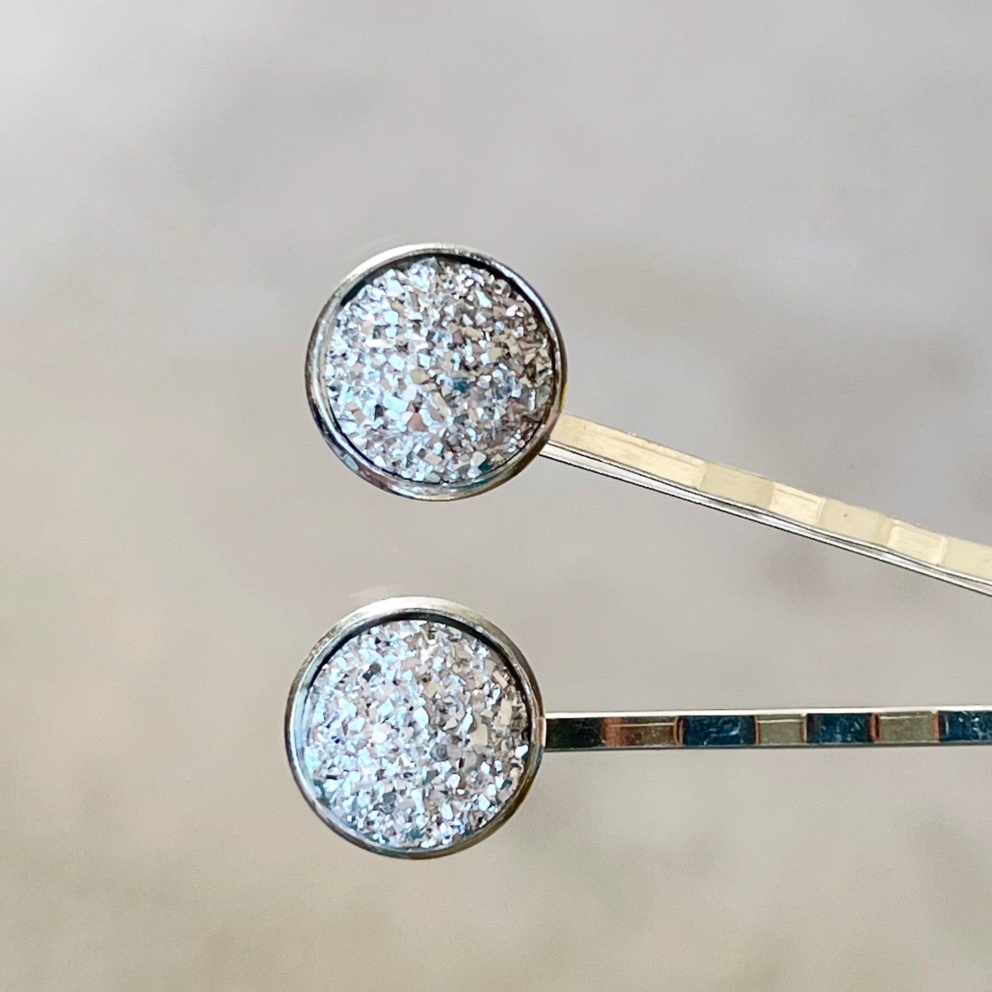 Silver Druzy Hair Pins: Sparkling Accents for Stylish Hairstyles