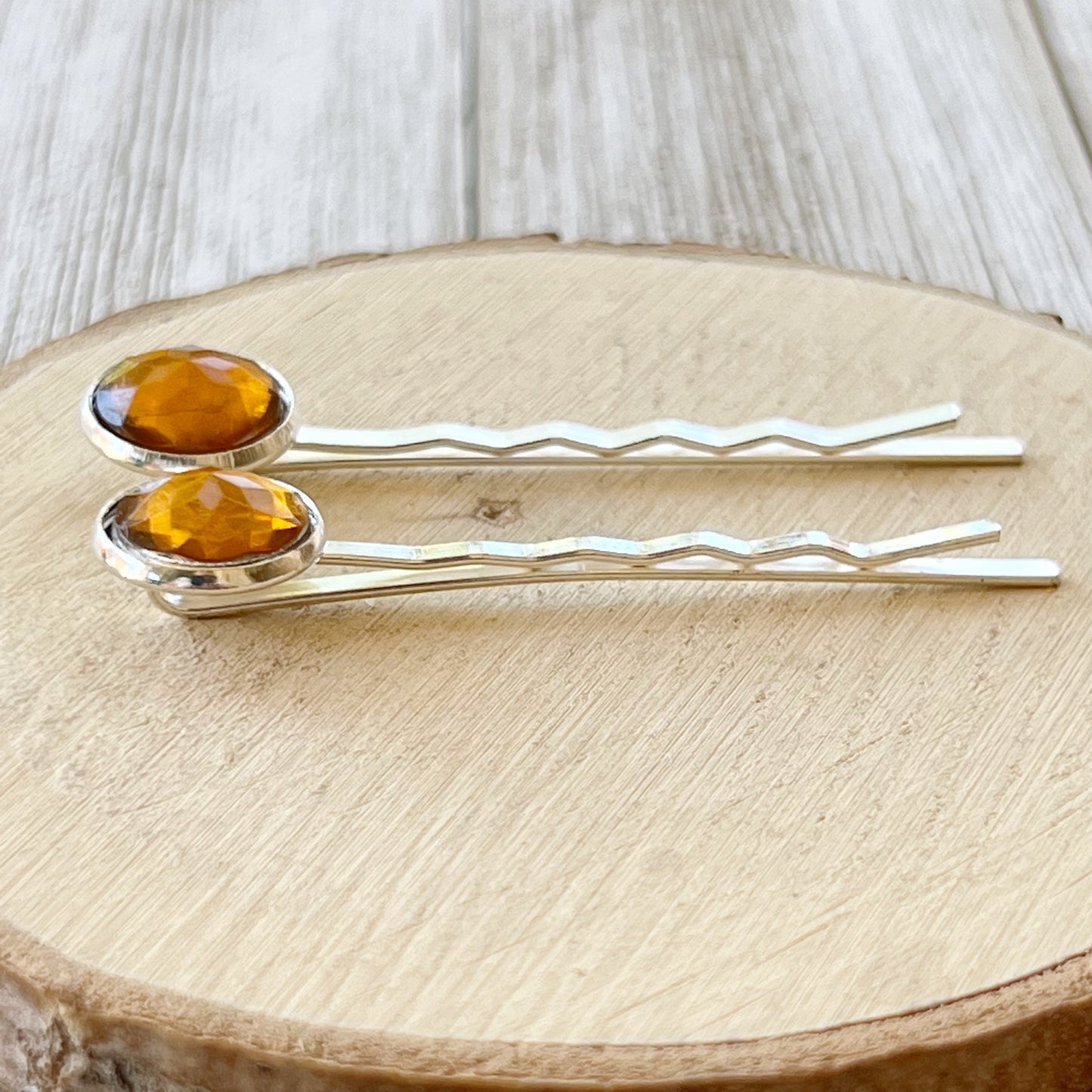 Citrine And Silver Hair Pins