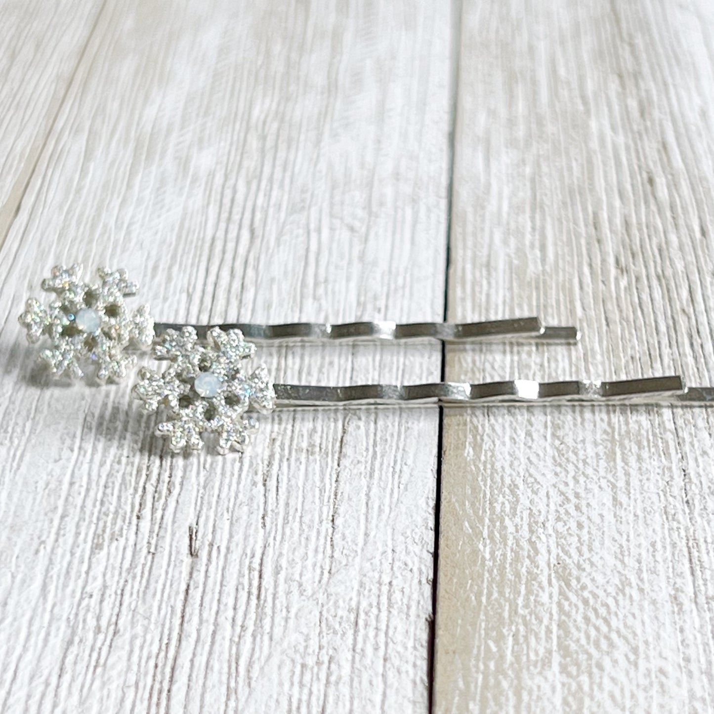 Silver Rhinestone Snowflake Hair Pin