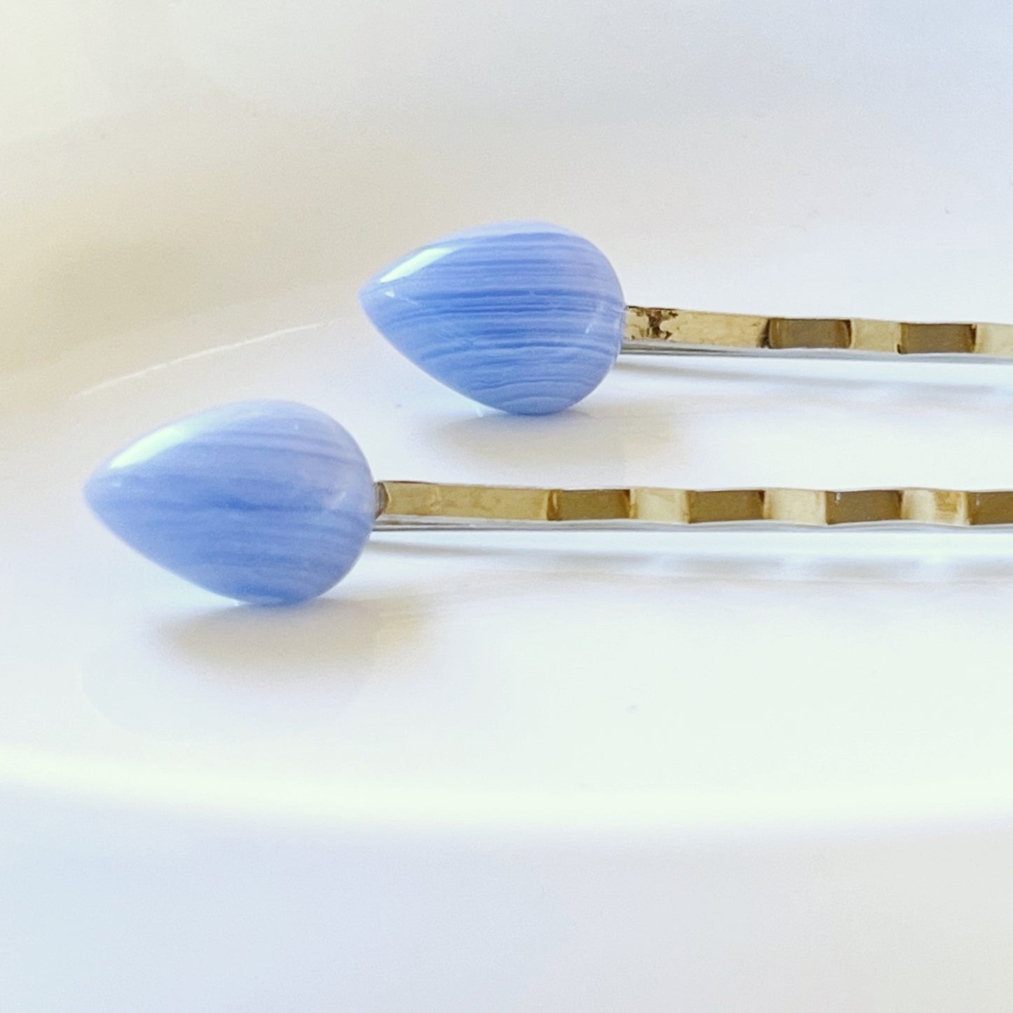 Blue Lace Agate Stone Hair Pins - Elegant and Natural Hair Accessories