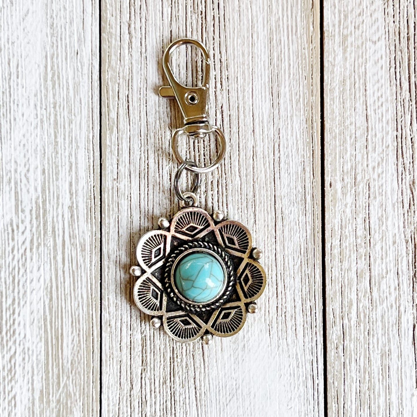 Western Turquoise Zipper Pull Handbag Charm