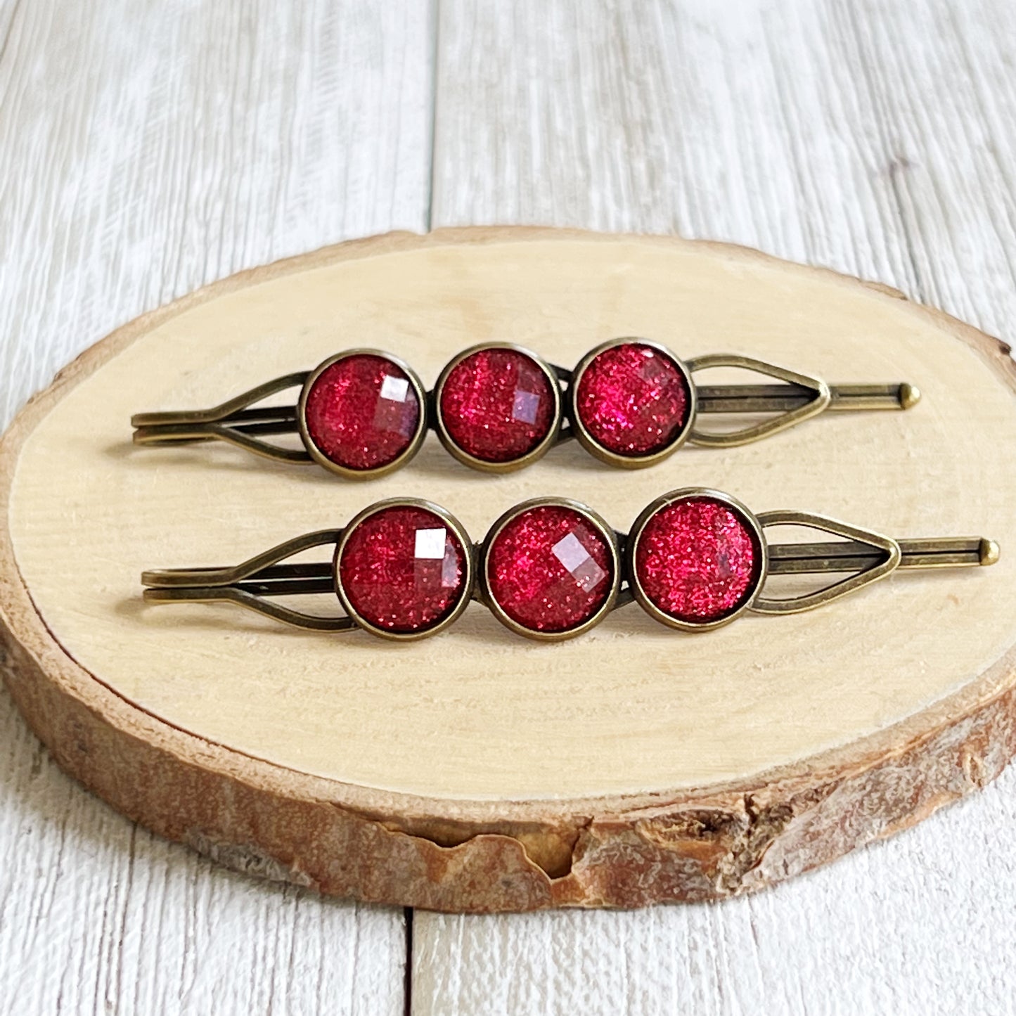 Hot Pink Rhinestone Hair Pins