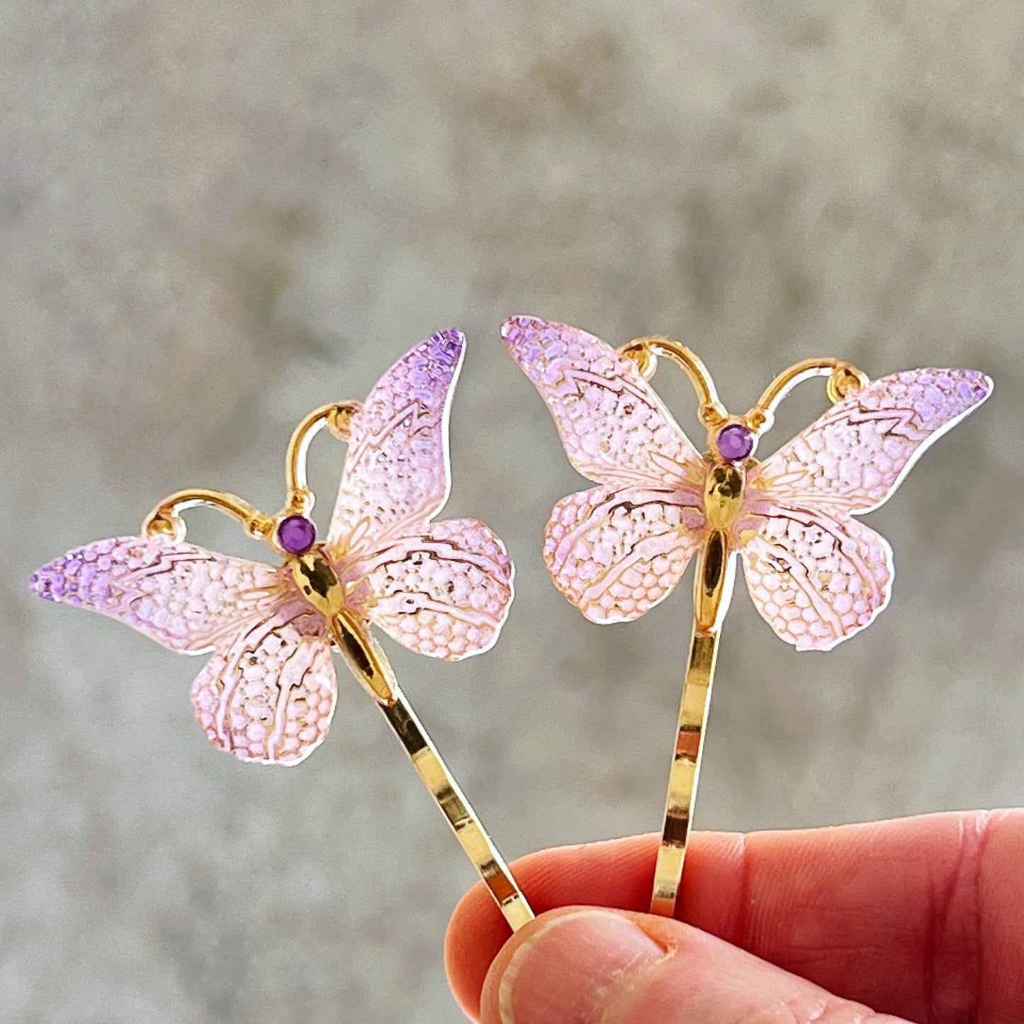 Purple & Gold Butterfly Hair Pins