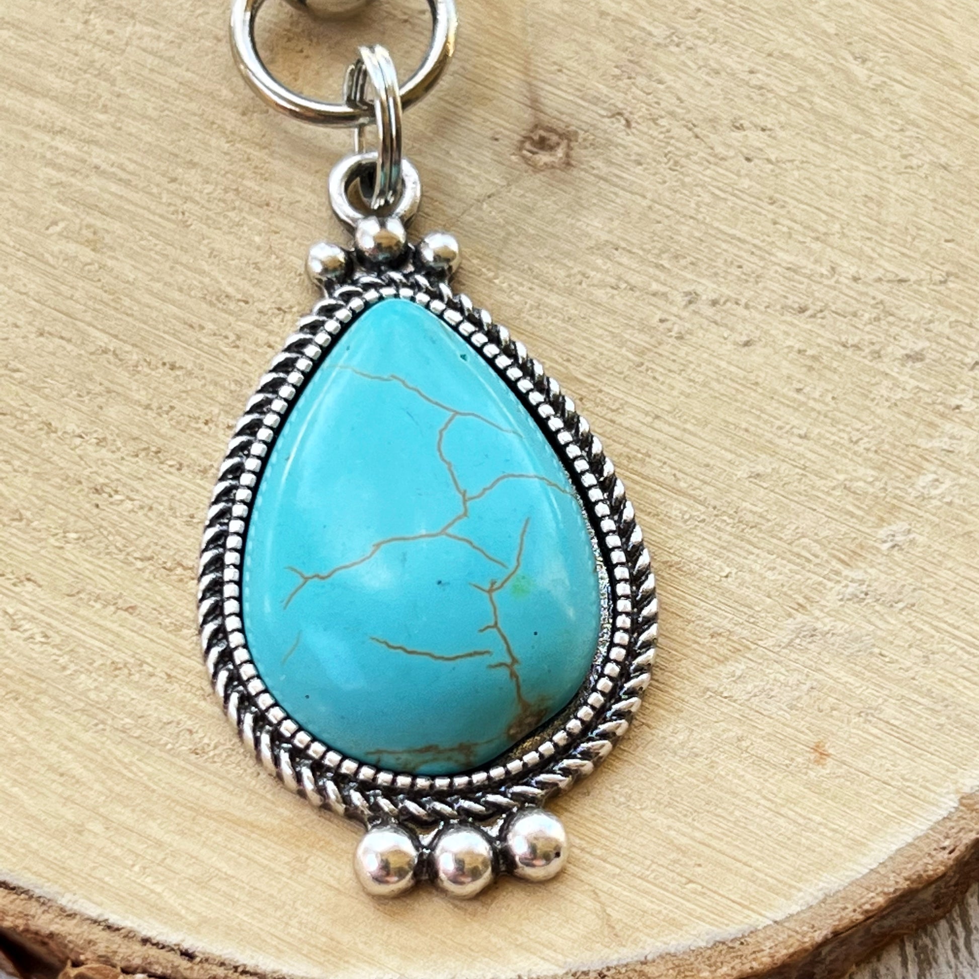 Turquoise Western Zipper Pull Handbag Charm