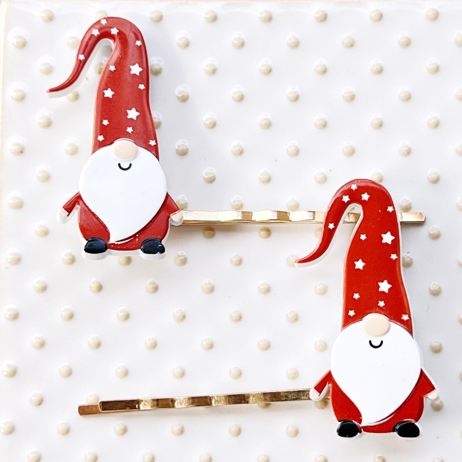 Dark Red Gnome Christmas Hair Pins