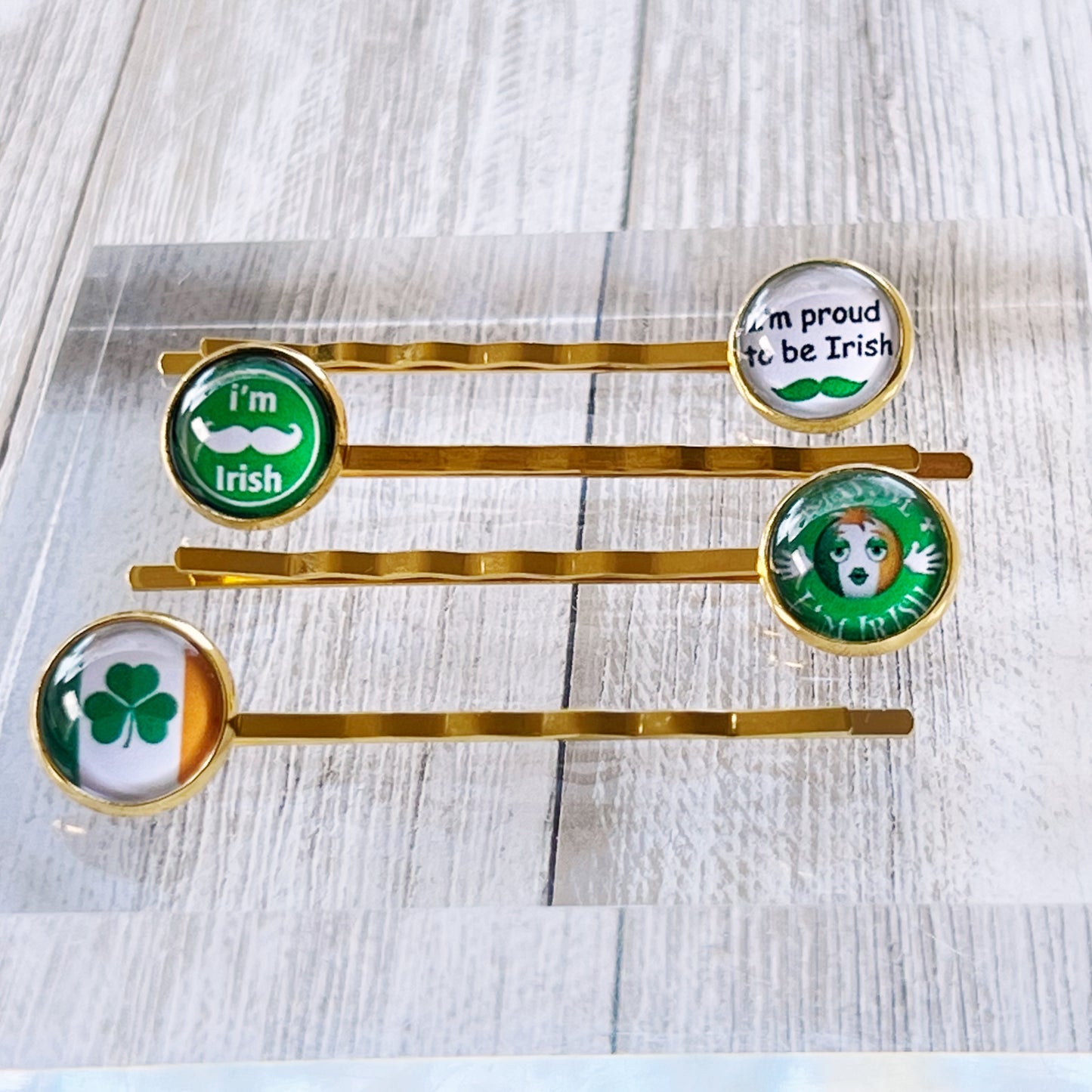 St. Patrick's Day Hair Pins with Funny Sayings: Festive Accessories