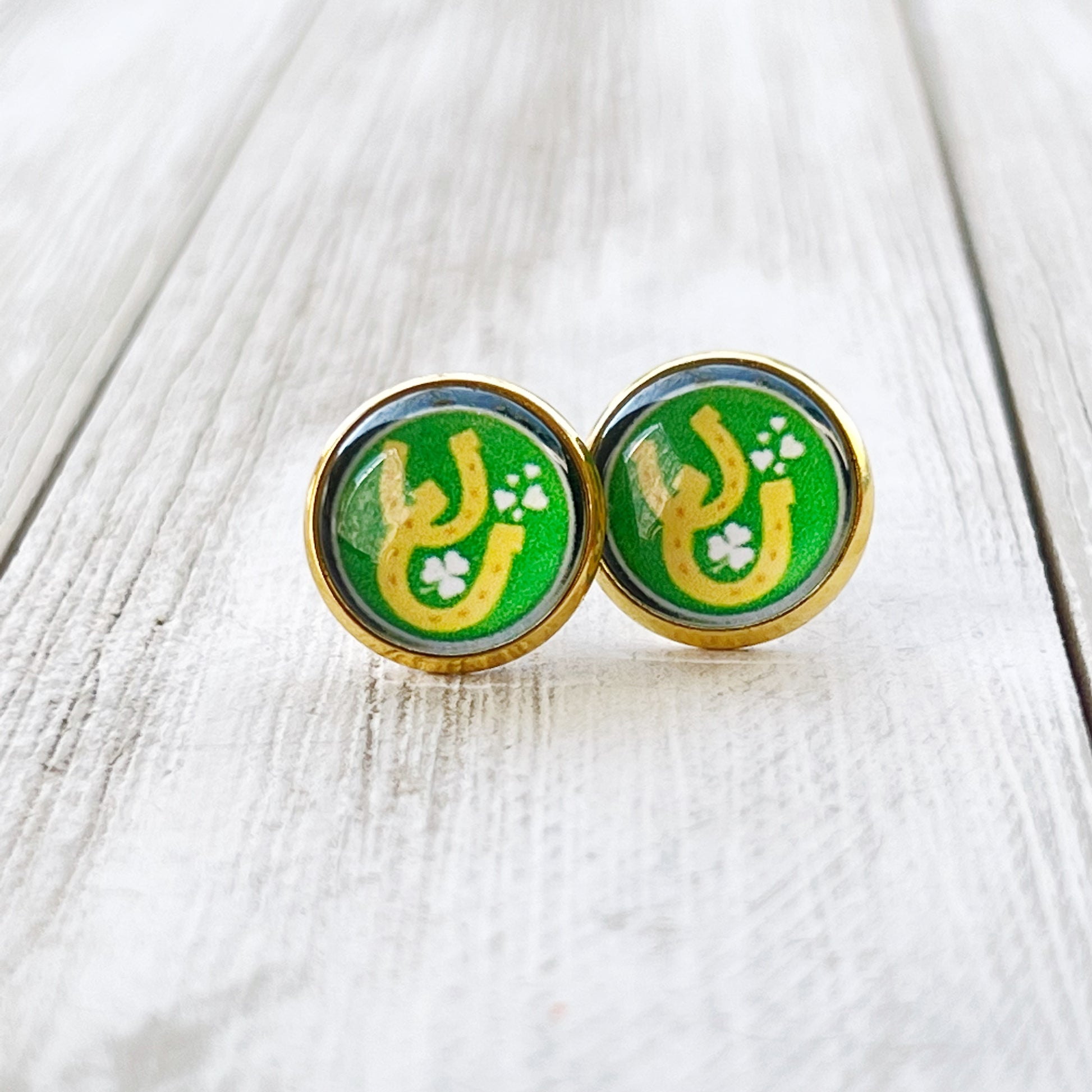 Lucky Horseshoe Gold Stud Earrings - Stylish & Symbolic Accessories