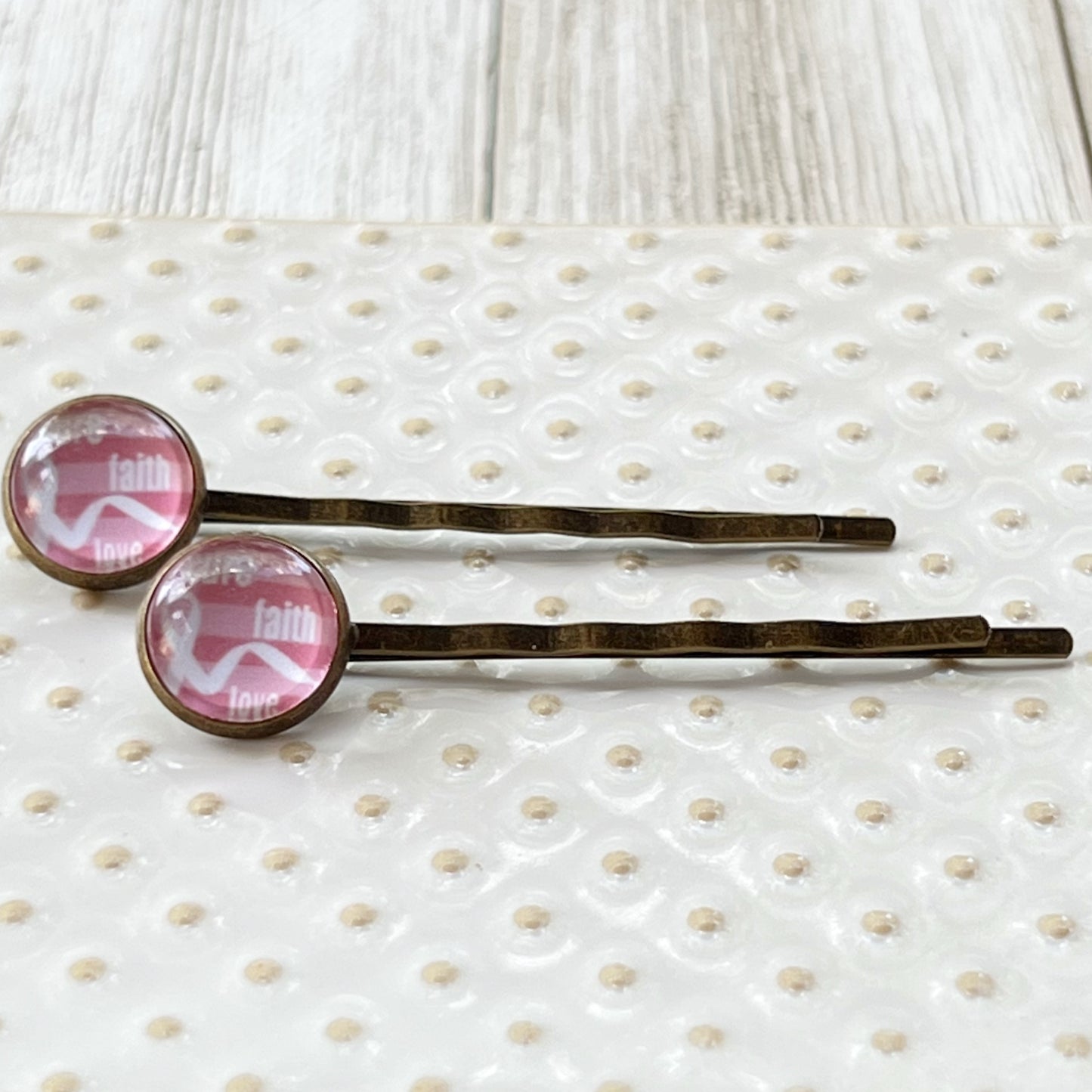 Breast Cancer Awareness Ribbon Hair Pins - Supportive and Stylish Accessories