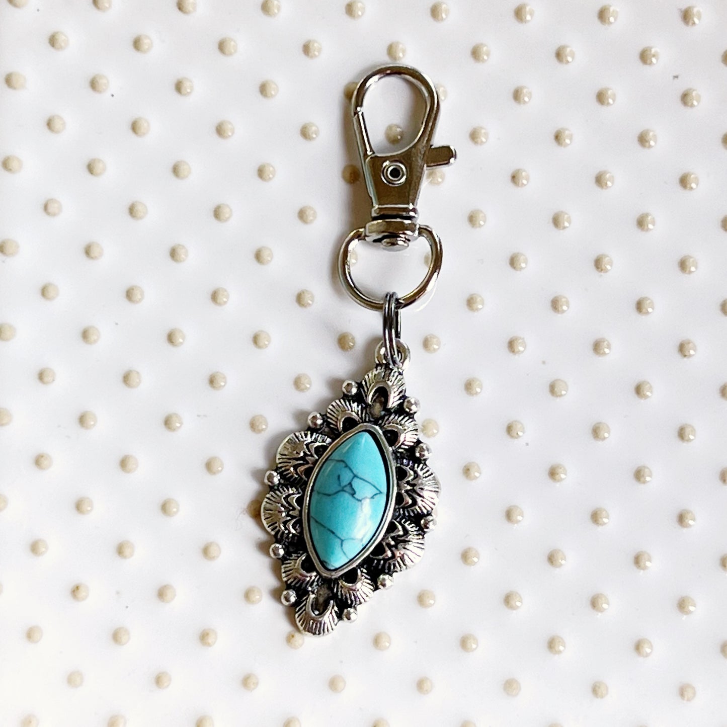 Western Turquoise Zipper Pull Handbag Charm