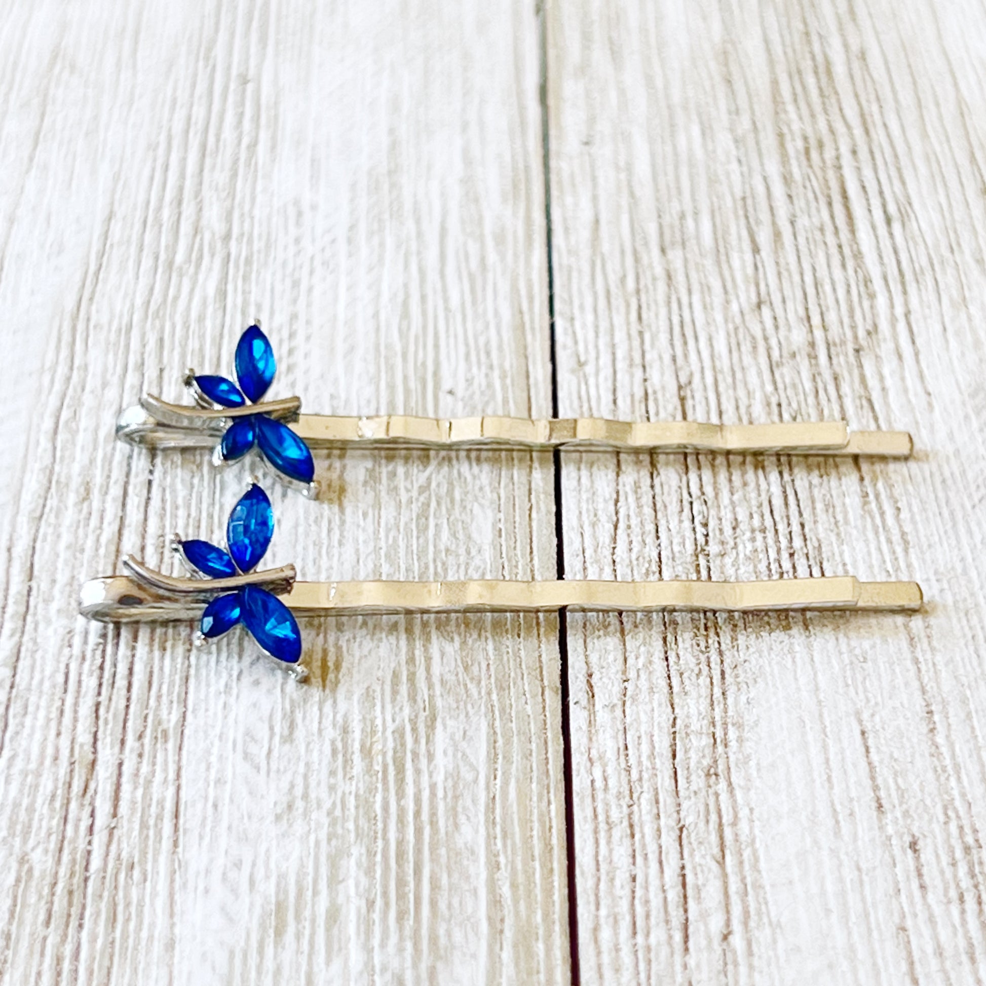 Blue Rhinestone Dragonfly Hair Pins - Delicate Accents for Chic Hairstyles