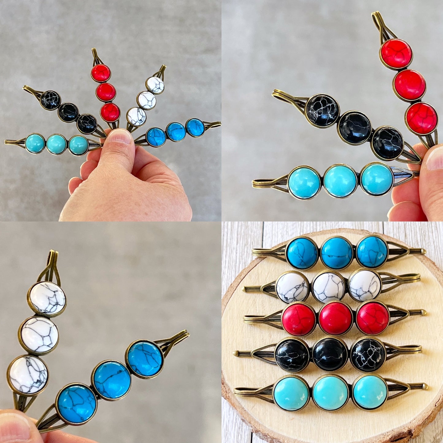 Western Turquoise Stone Bobby Pins