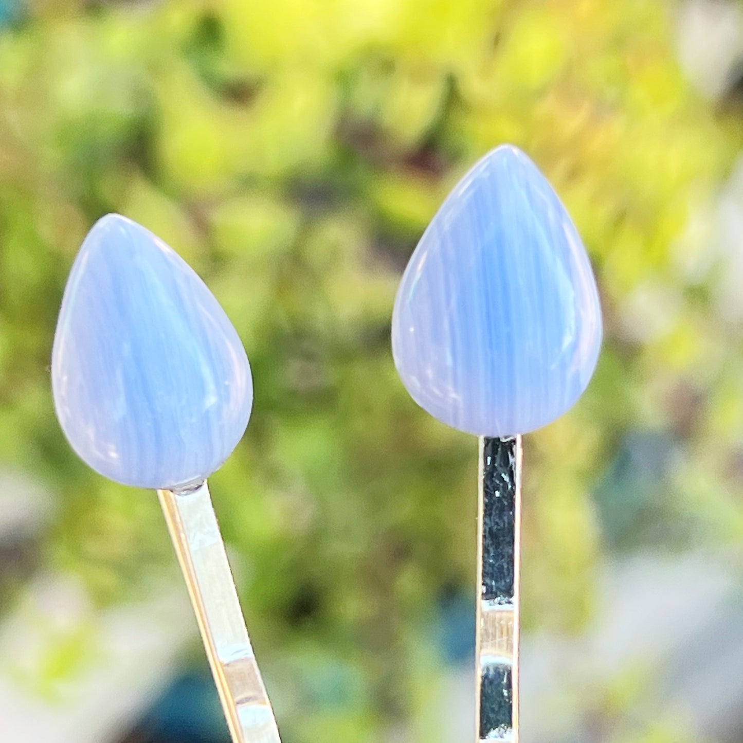 Blue Lace Agate Stone Hair Pins - Elegant and Natural Hair Accessories