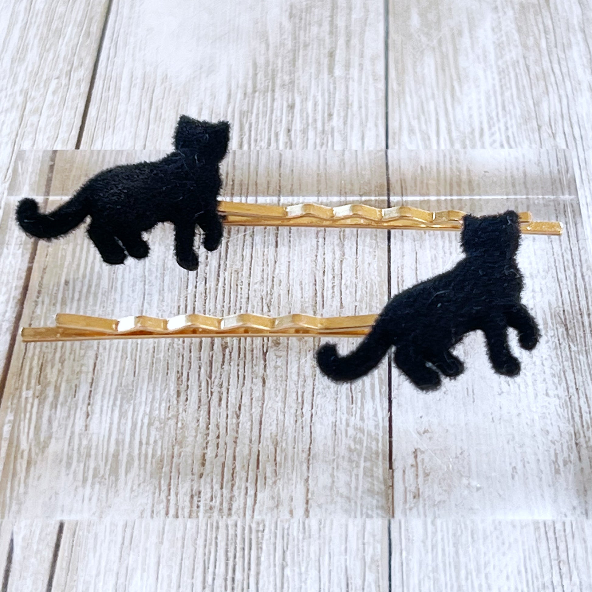 Black Felted Cat Hair Pins - Quirky Accessories for Feline-Inspired Hairstyles