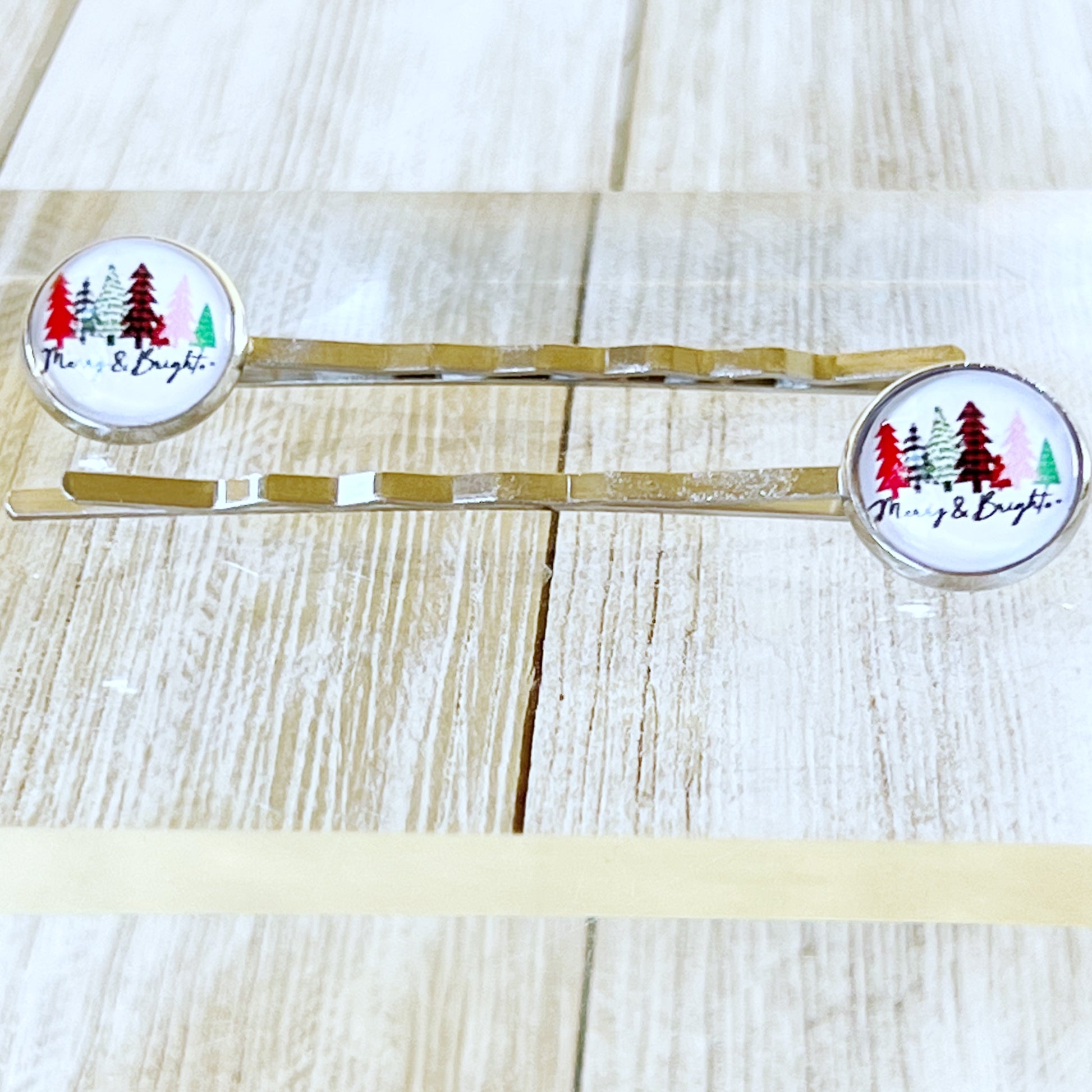 Merry & Bright Christmas Tree Holiday Bobby Pins