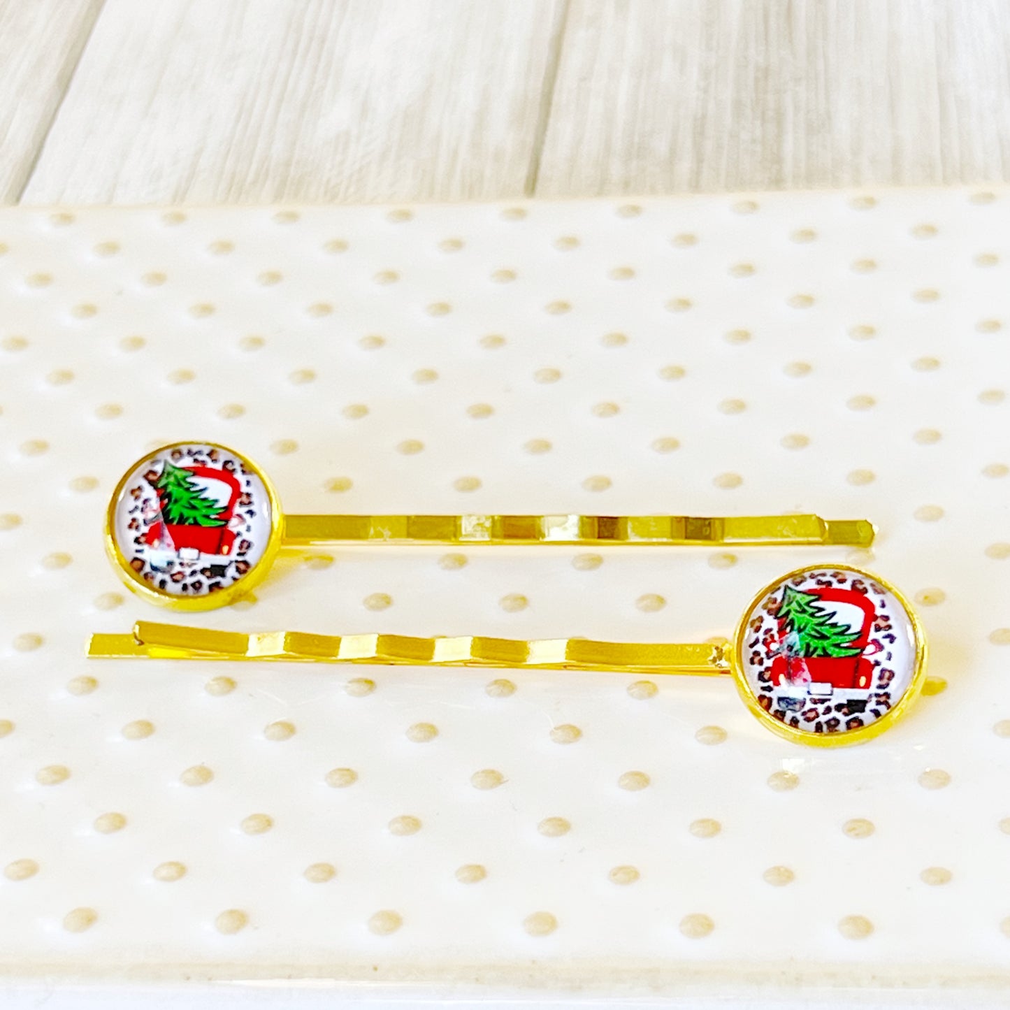 Red Truck Christmas Tree Holiday Bobby Pins