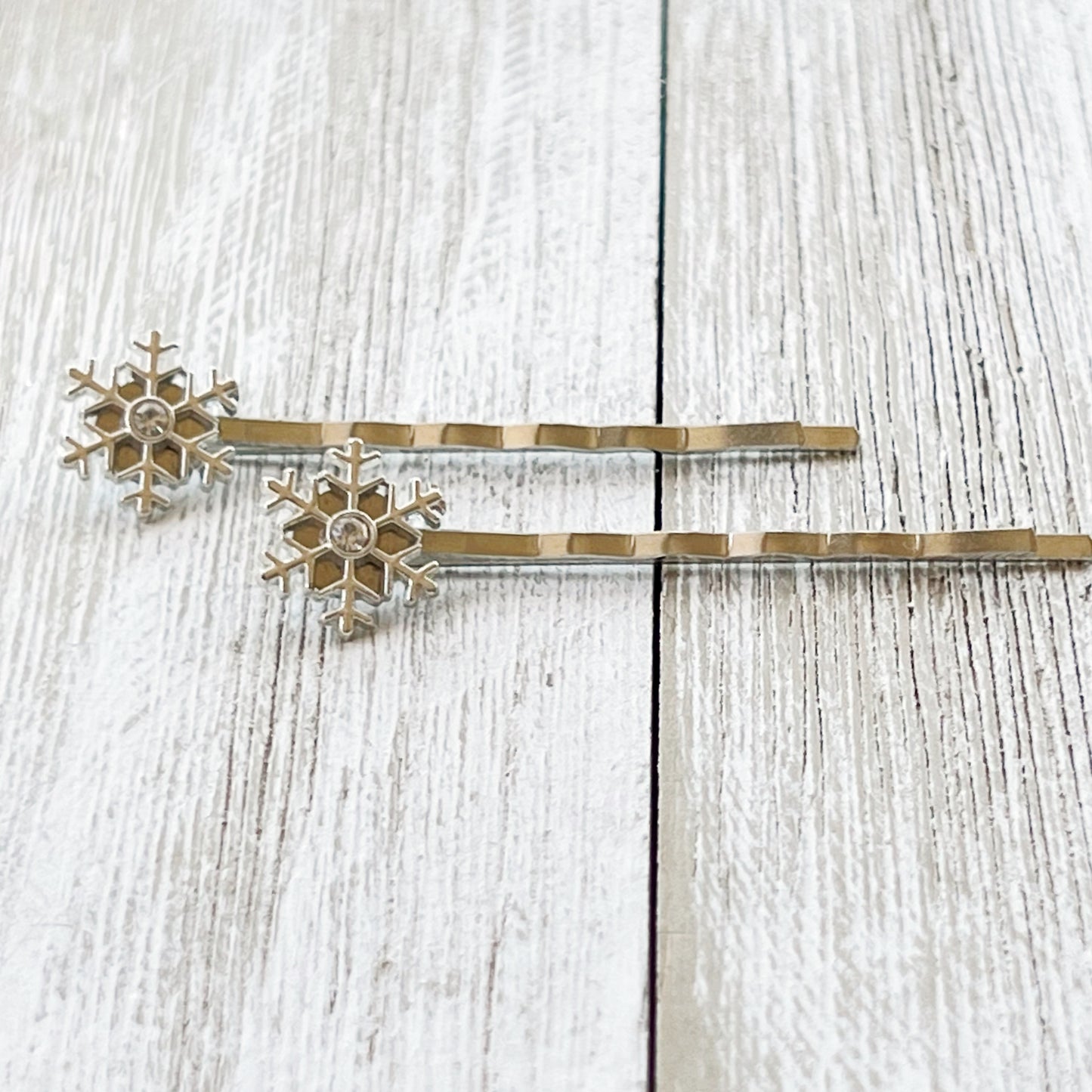 Silver Rhinestone Snowflake Hair Pin