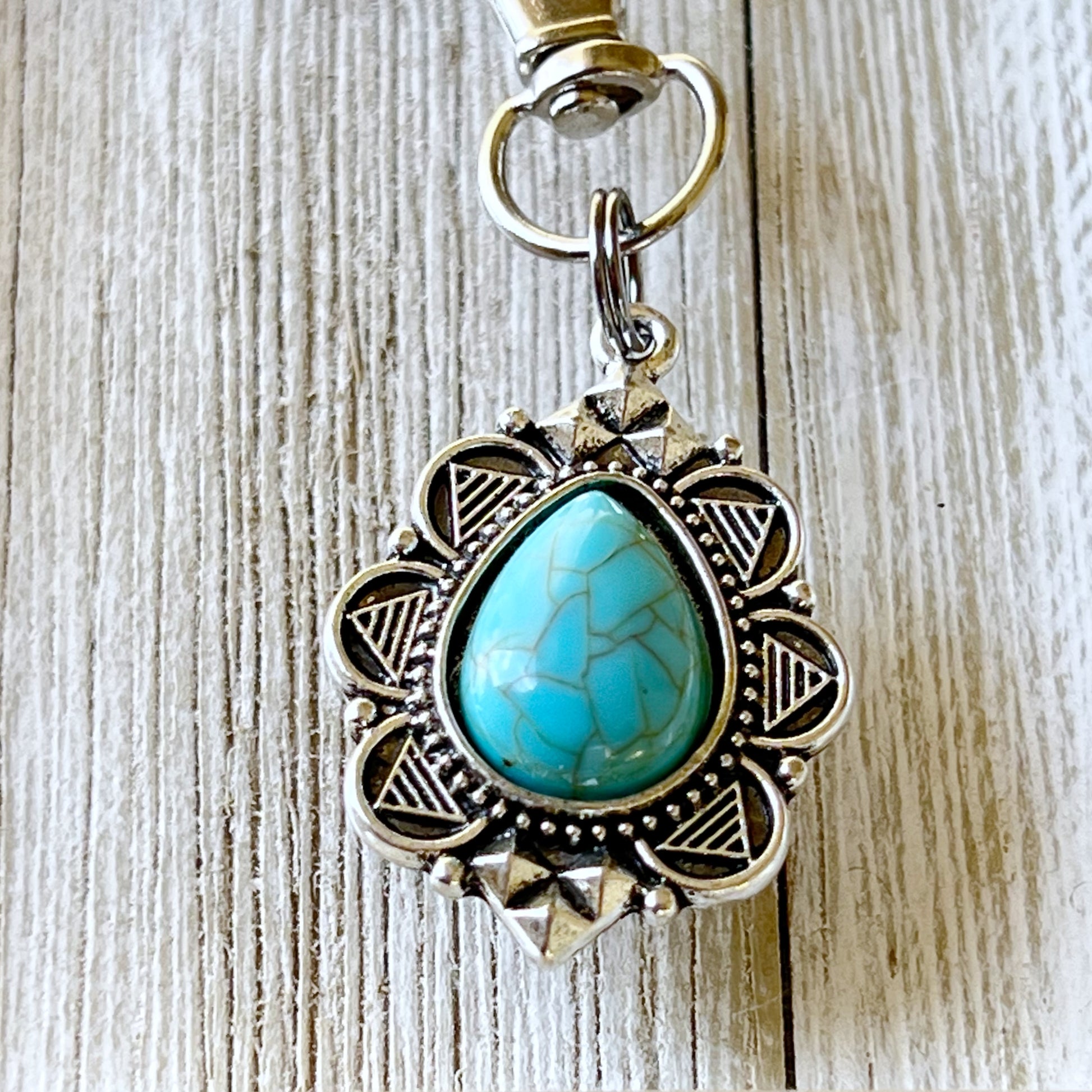 Western Turquoise Zipper Pull Handbag Charm