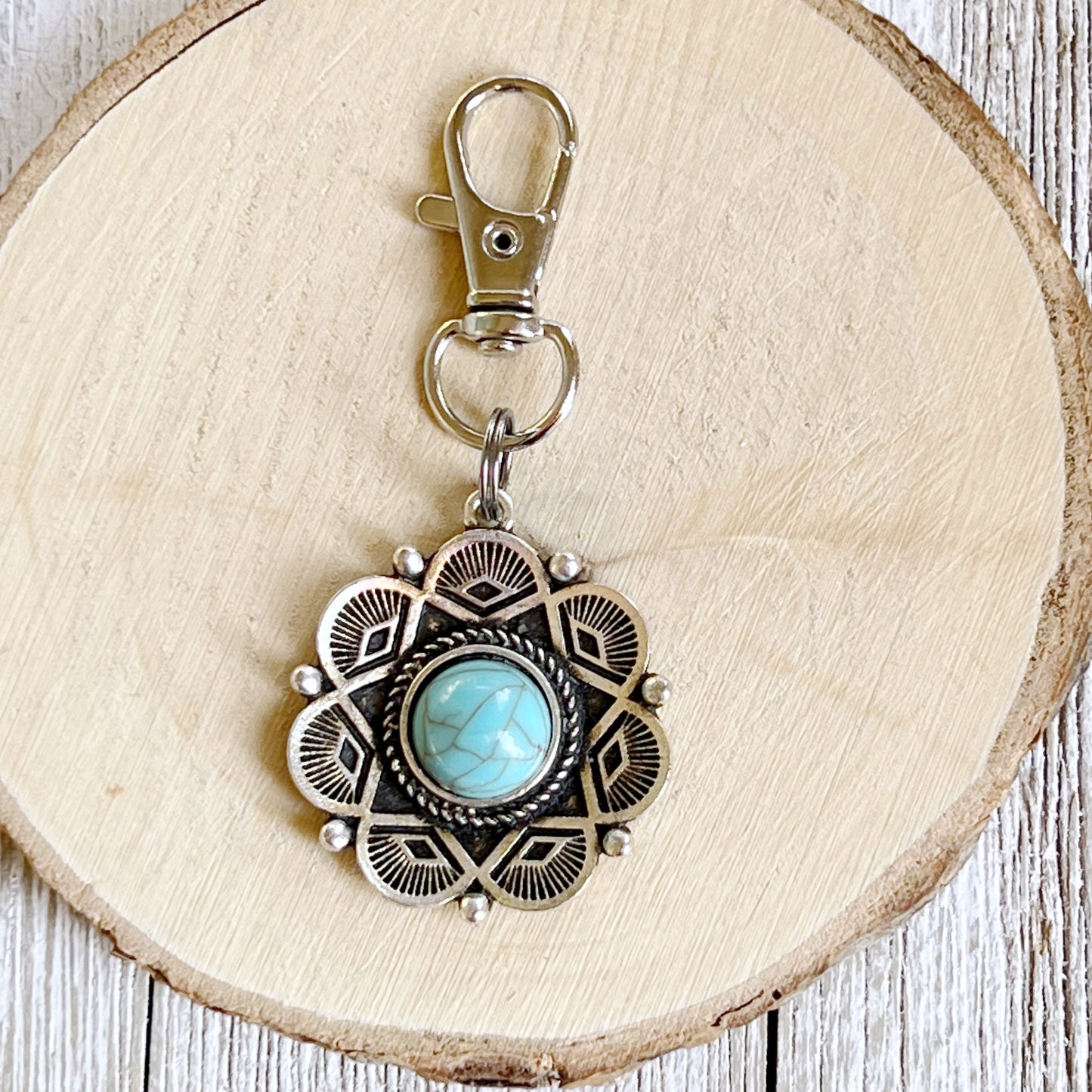 Western Turquoise Zipper Pull Handbag Charm