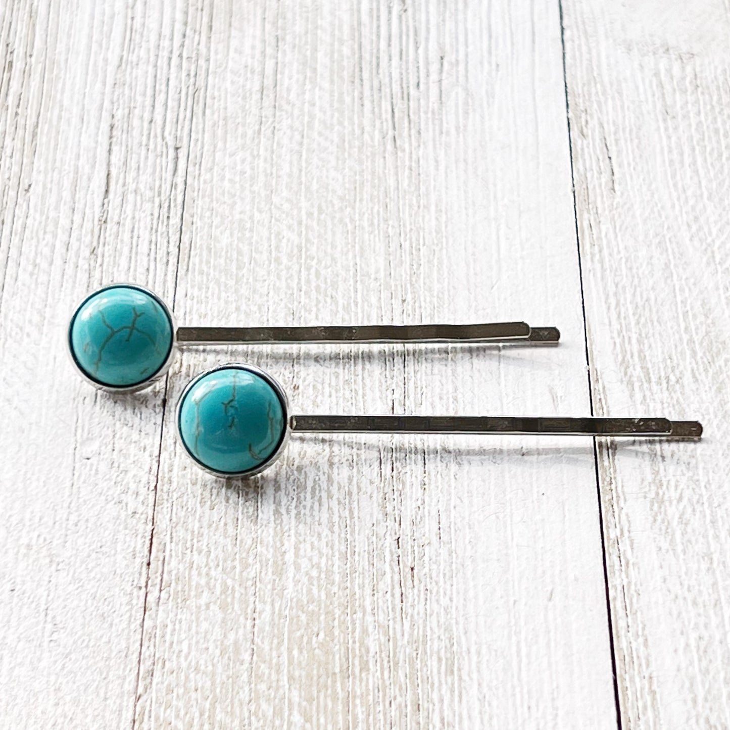 Turquoise Hair Pins - Western Cowgirl Decorative Brass Bobby Pins, Women's Southwestern Hair Accessories