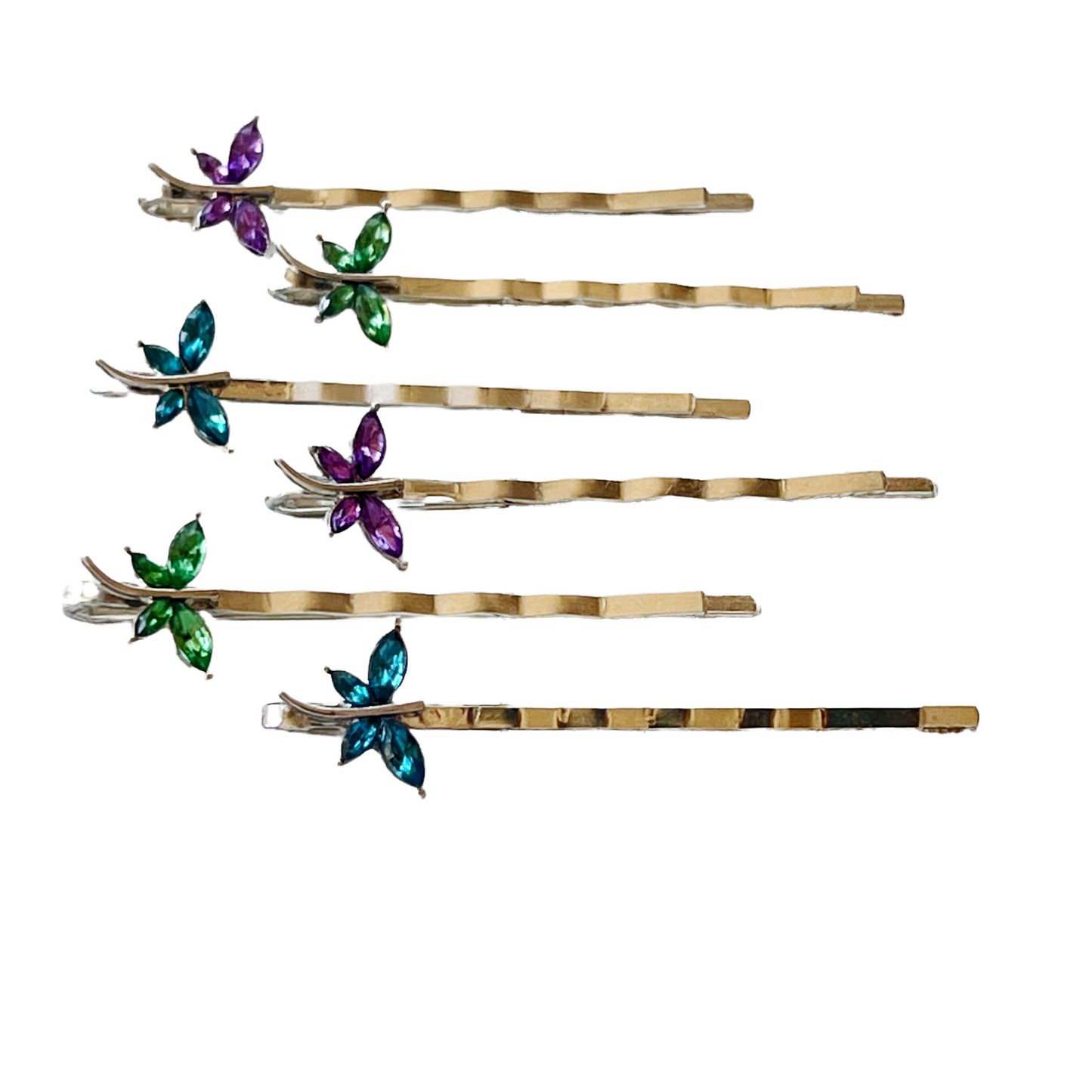 Purple, Green & Blue Dragonfly Hair Pin, Hair Pins For Woman, Womens Hair Clip, Womens Bobby Pins, Rhinestone Hair Pin