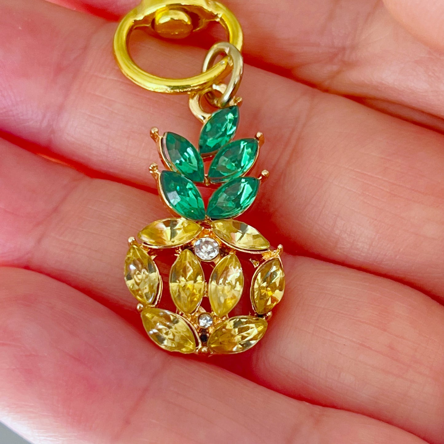 Fruit Zipper Pull Keychain Charm with Rhinestones