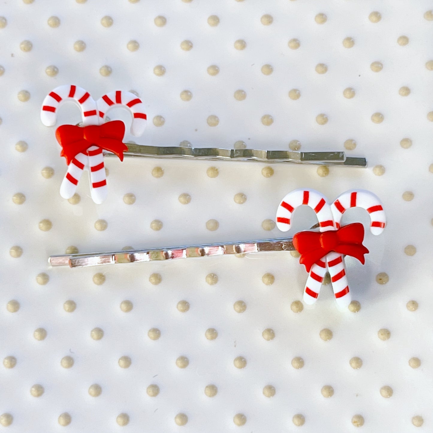 Candy Canes with Red Bow Bobby Pins - Sweet Holiday Accessories for Festive Hairstyles