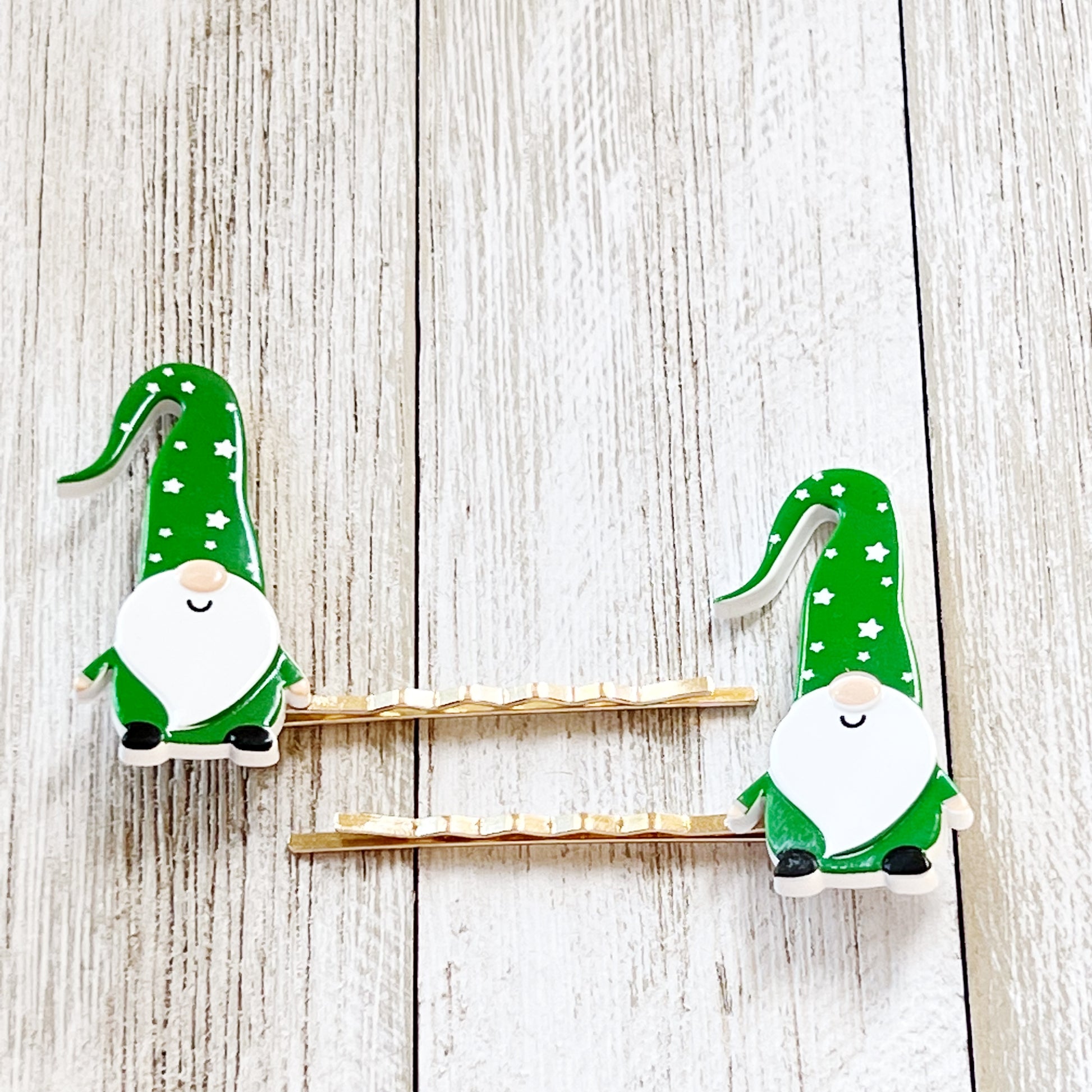 Green Gnome Christmas Hair Pins