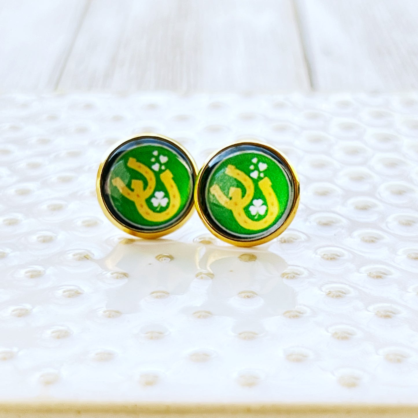 Lucky Horseshoe Gold Stud Earrings - Stylish & Symbolic Accessories