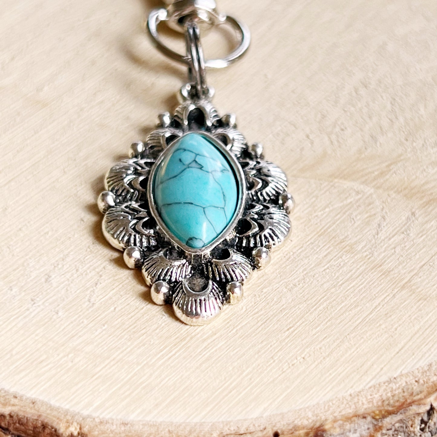 Western Turquoise Zipper Pull Handbag Charm