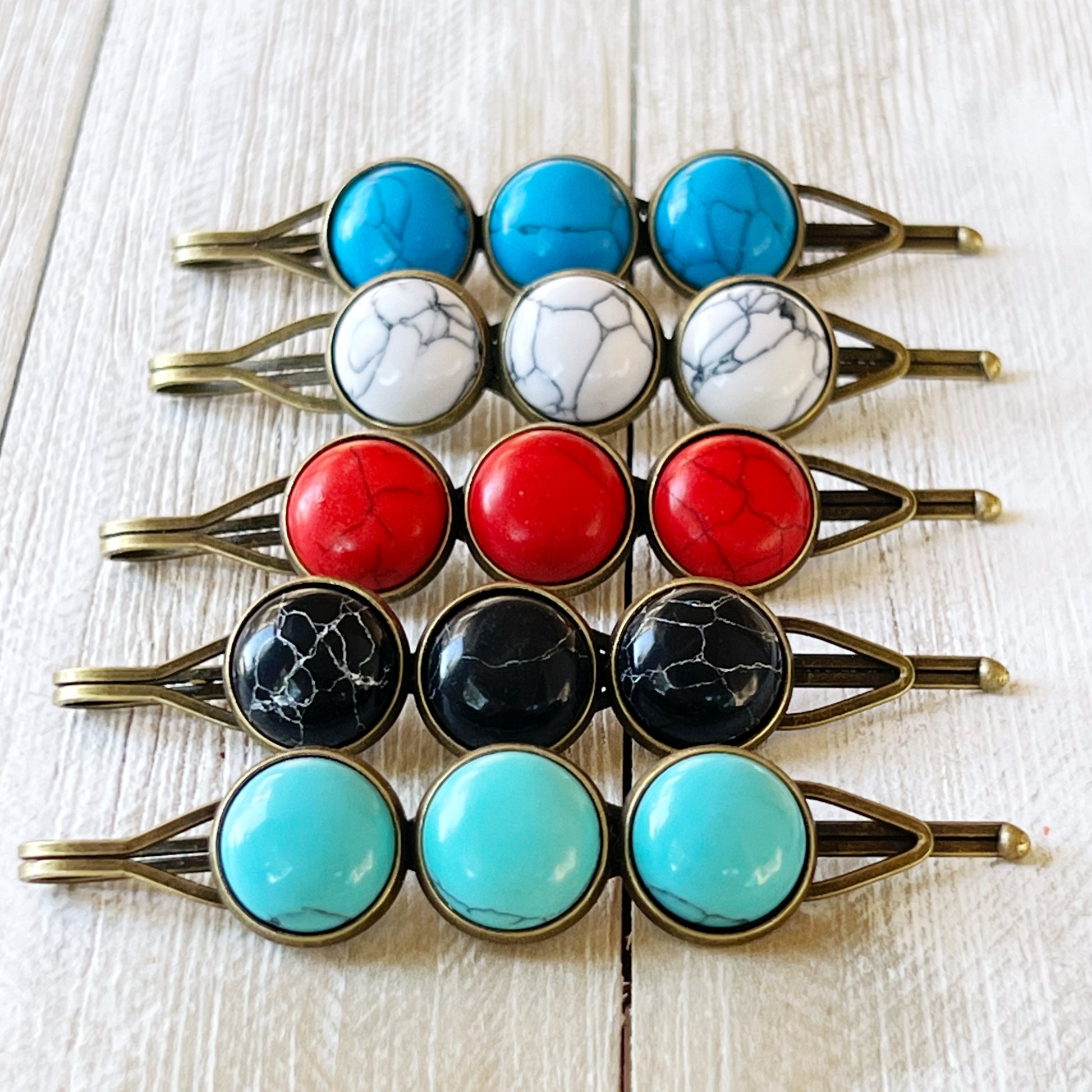 Western Turquoise Stone Bobby Pins