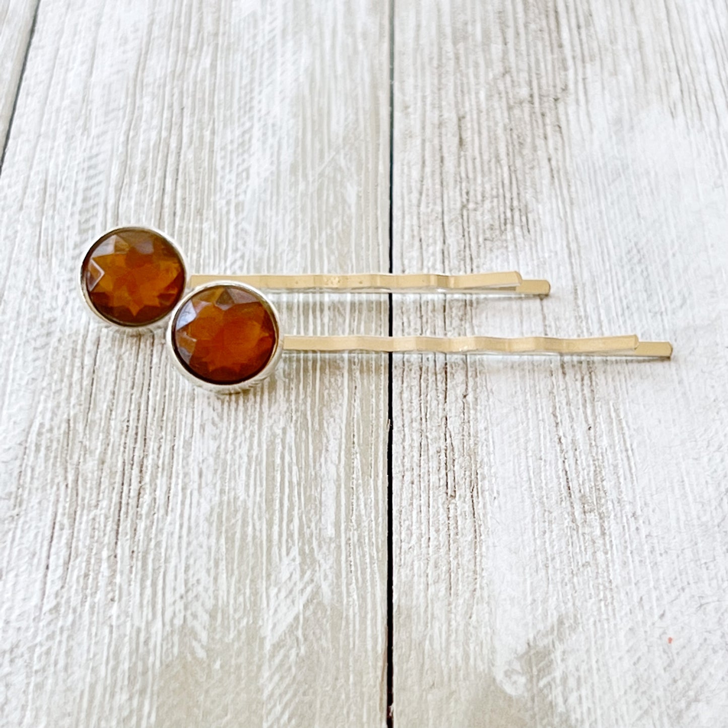 Citrine And Silver Hair Pins