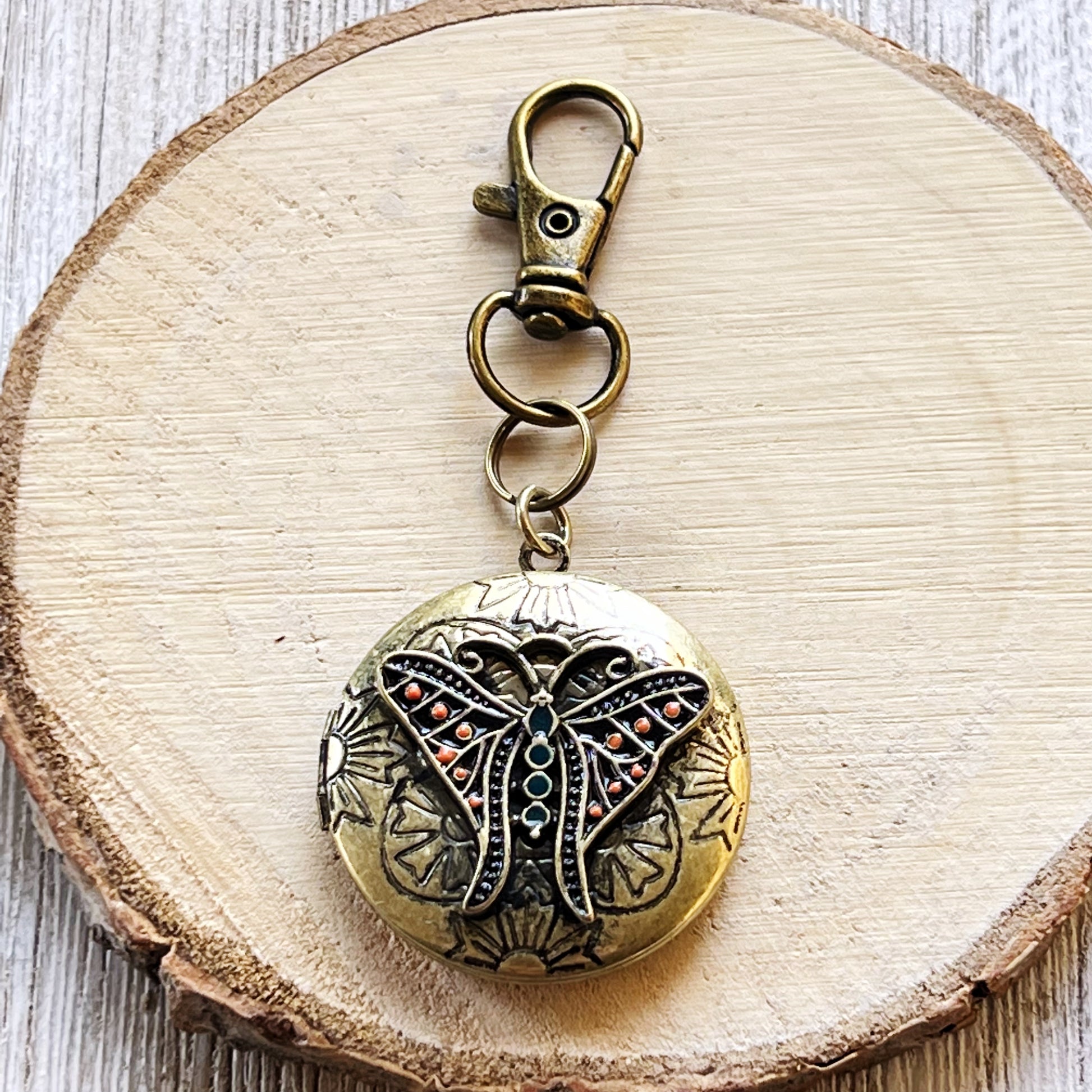 Steampunk Butterfly Locket Zipper Pull Keychain Purse Charm - Unique Vintage-Inspired Accessory