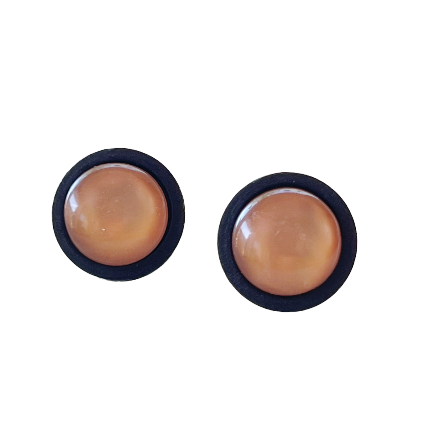 Brown Resin Black Wood Unisex Stud Earrings - Stylish & Versatile Accessories