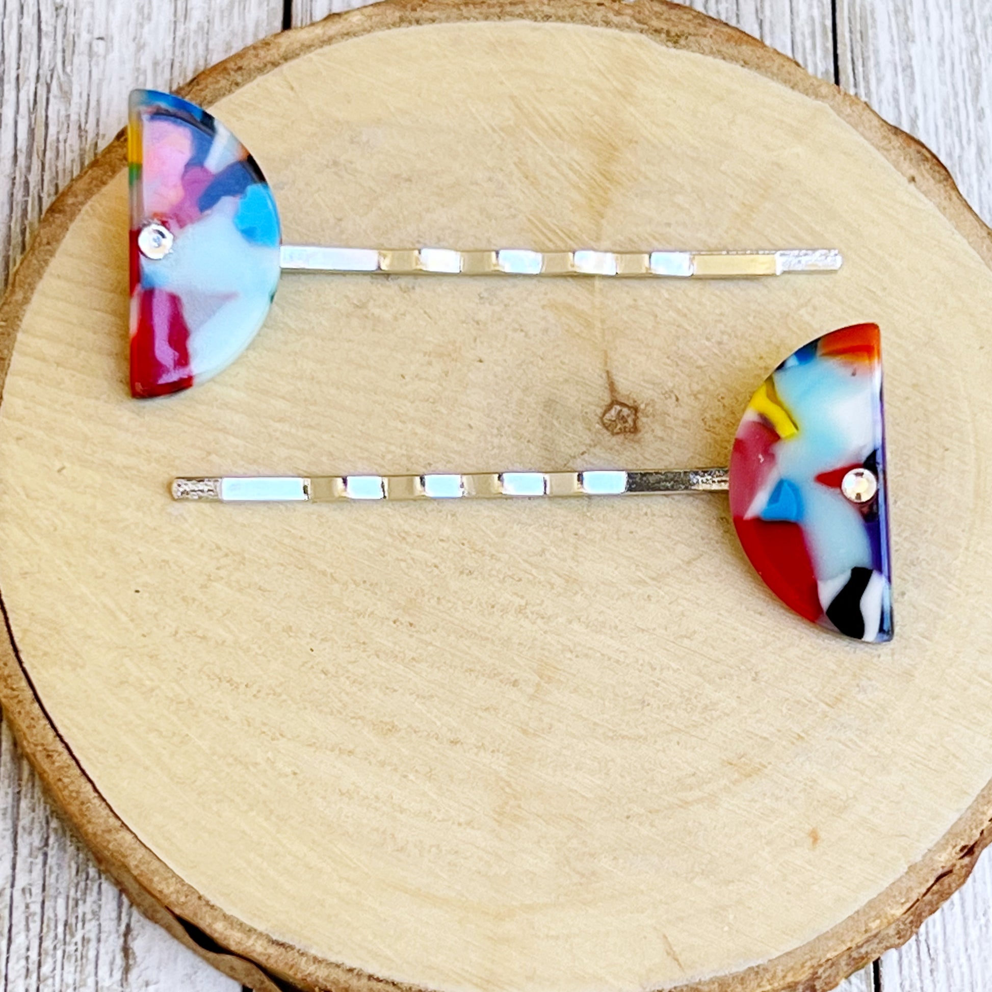 Multi Color Acrylic Hair Pins, Acrylic Hair Pins, Retro Vintage Hair Clips, Womans Hair Pins, Womens Hair Clips