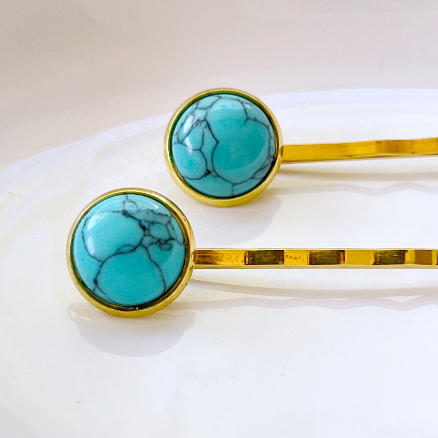 Turquoise Hair Pins - Western Cowgirl Decorative Gold Bobby Pin, Women's Southwestern Hair Accessories