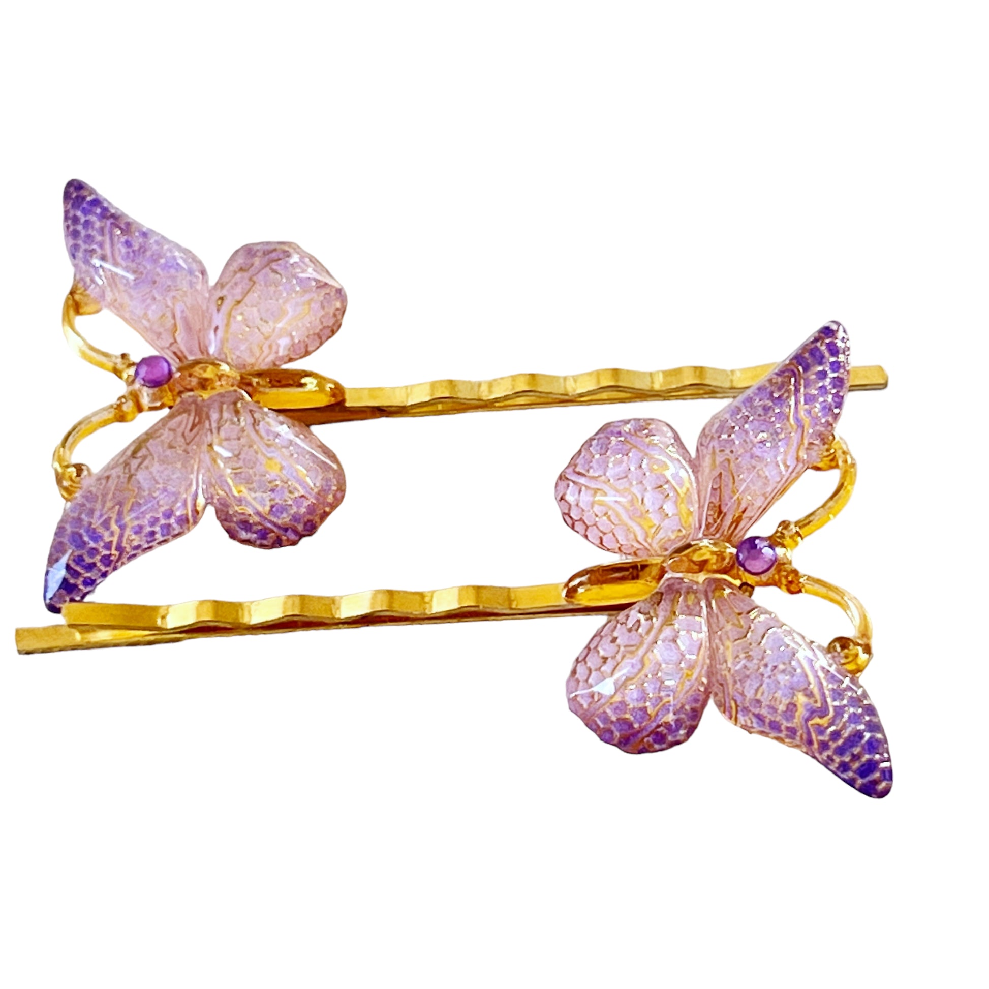 Purple & Gold Butterfly Hair Pins