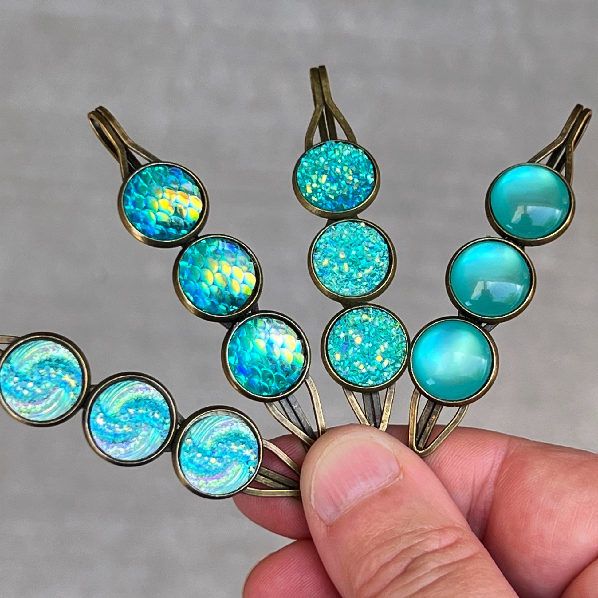 Blue Green Druzy Hair Pins - Stylish Women's Hair Accessories Hair Clips & Bobby Pins