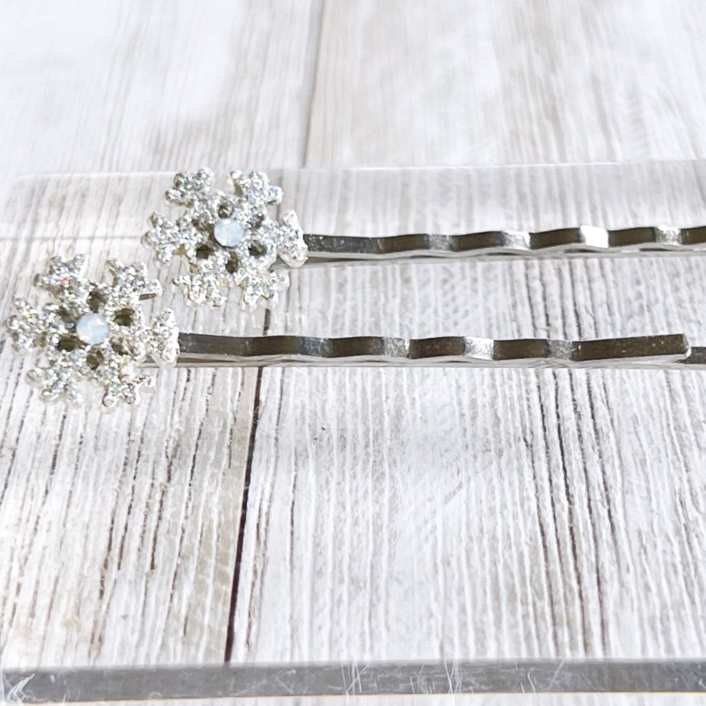 Silver Rhinestone Snowflake Hair Pin