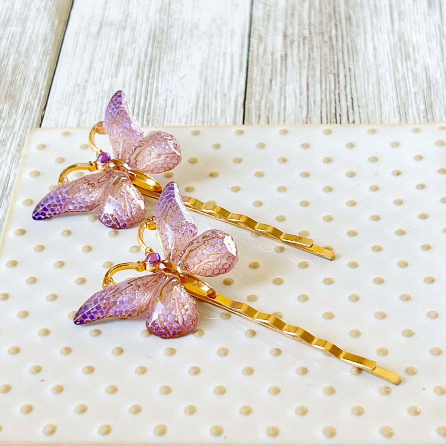 Purple & Gold Butterfly Hair Pins