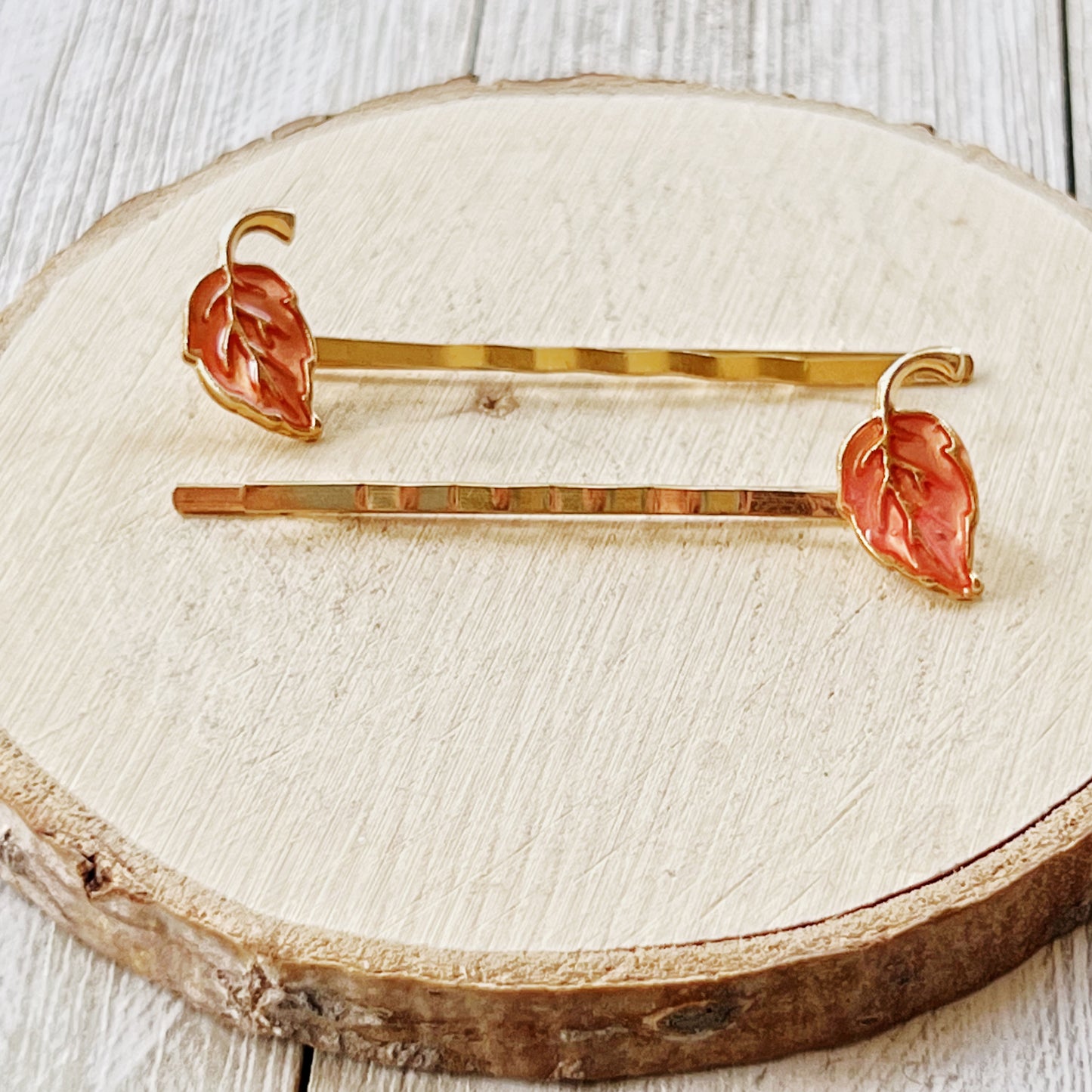 Pink Fall Leaf Hair Pins, Hair Pin for Women, Decorative Bobby Pin, Womens Barrette, Bobby Pin for Hair, Decorative Hair Pin