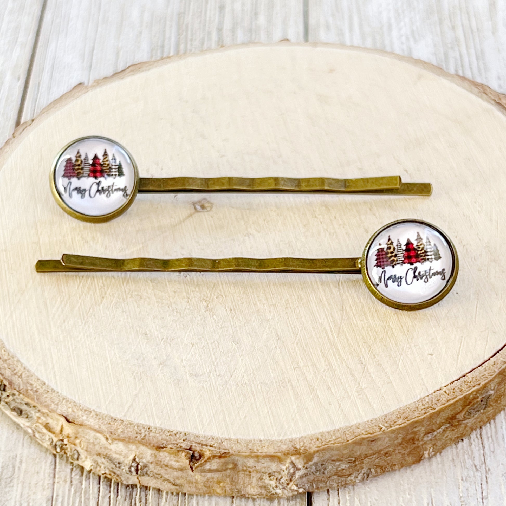 Merry Christmas Tree Holiday Bobby Pins