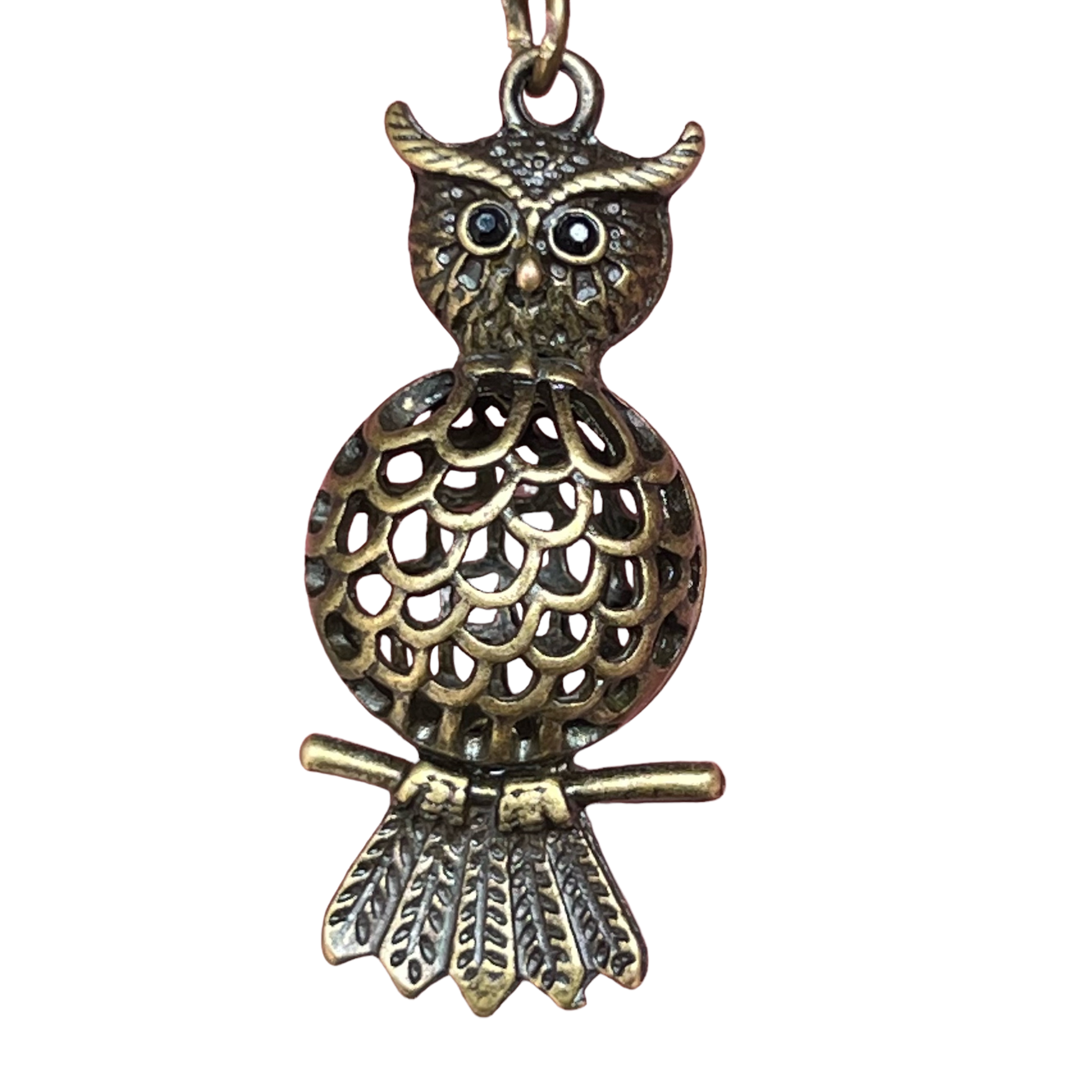 Set of 3 Brass Owl Purse Charms with Rhinestone Accents