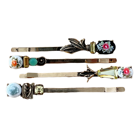 Floral Rhinestone Hair Pins