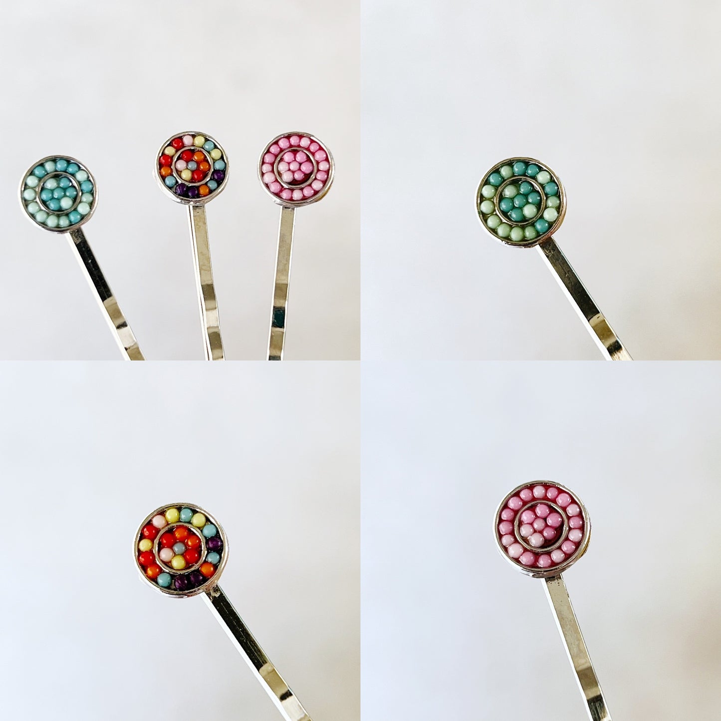 Set of 3 Seed Bead Hair Pins: Colorful & Versatile Hair Accessories